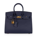 Birkin 25 Sellier Bag Bleu Indigo Gold Hardware Epsom Leather New w/Box