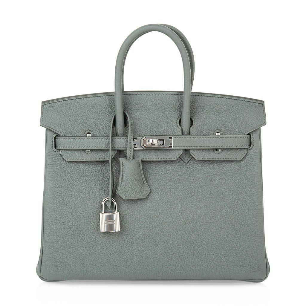 Birkin 25 Bag Vert Amande Togo Palladium Hardware