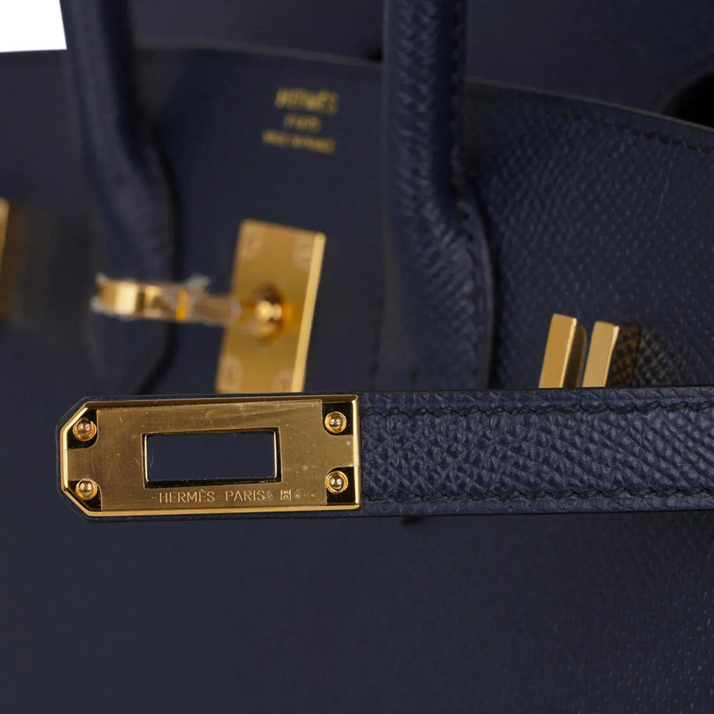 Birkin 25 Sellier Bag Bleu Indigo Gold Hardware Epsom Leather New w/Box