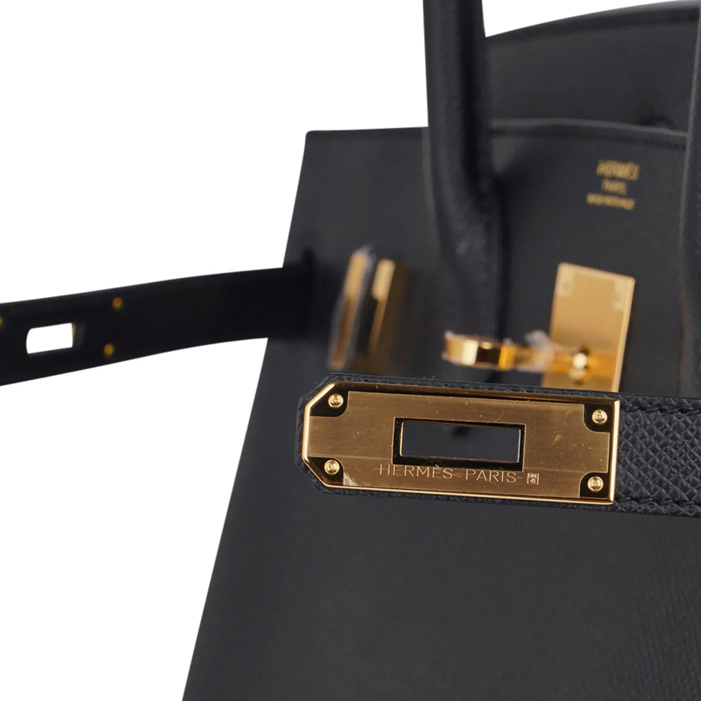 Birkin 30 Bag Black Gold Hardware Epsom Leather New w/ Box