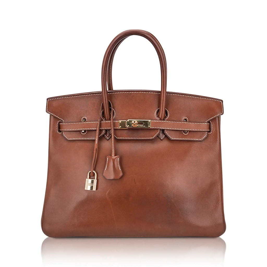 Vintage Limited Edition Birkin 35 Bag Fauve Barenia Leather with Gold Hardware