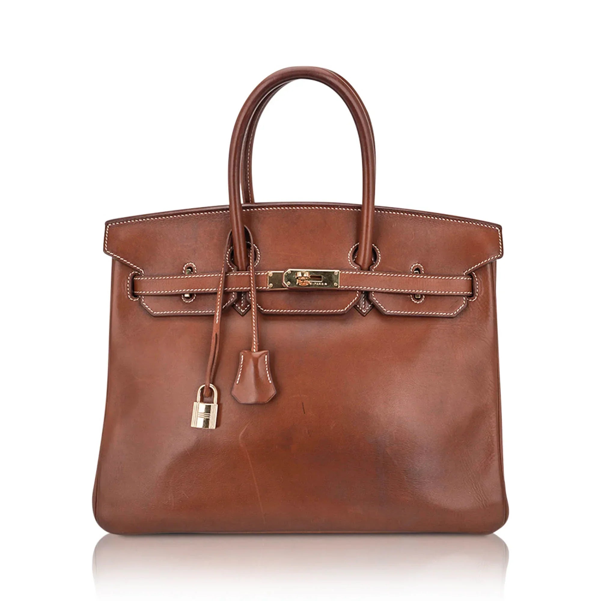 Vintage Limited Edition Birkin 35 Bag Fauve Barenia Leather with Gold Hardware