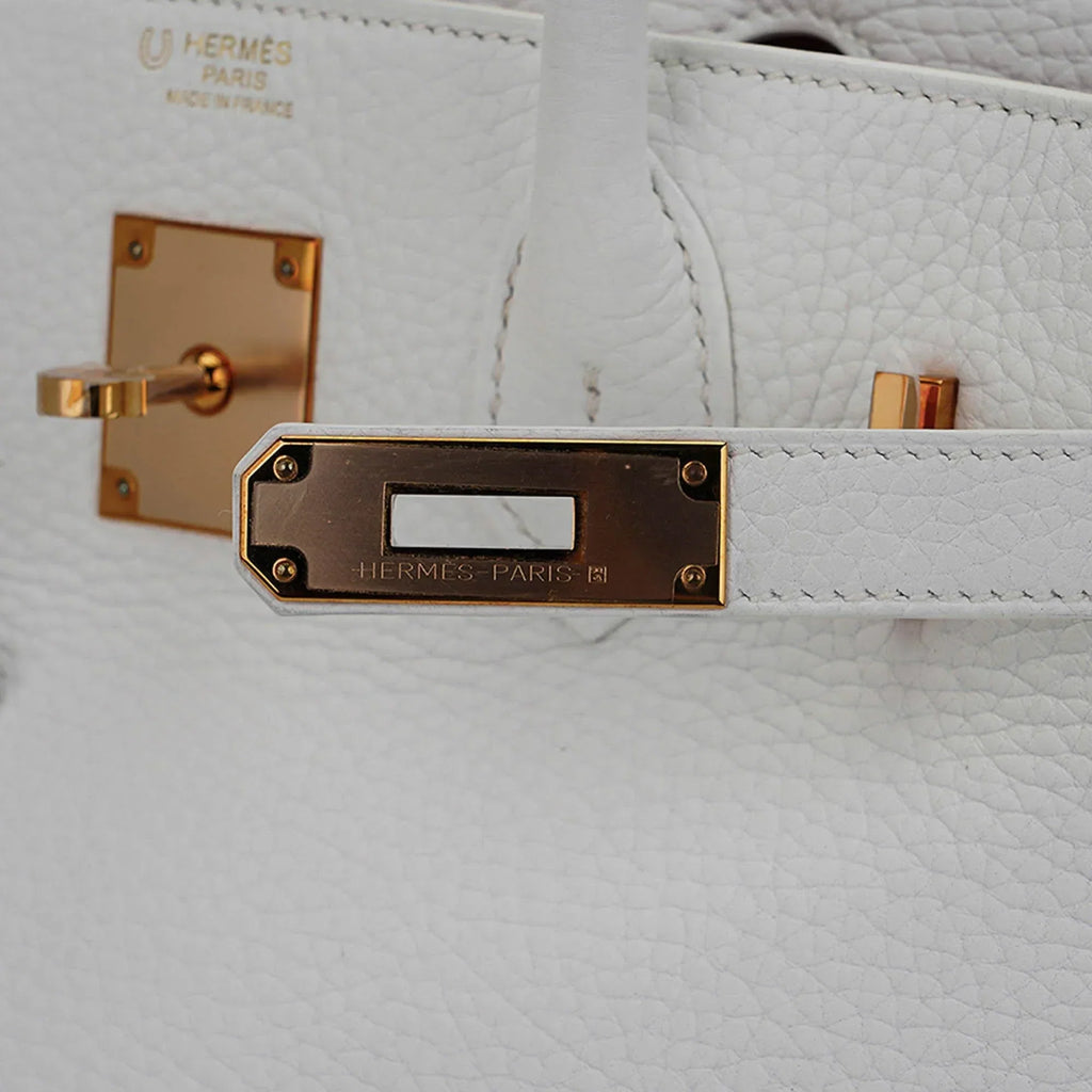 Special Order HSS Birkin 30 Bag White & Orange Clemence Leather with Rose Gold Hardware