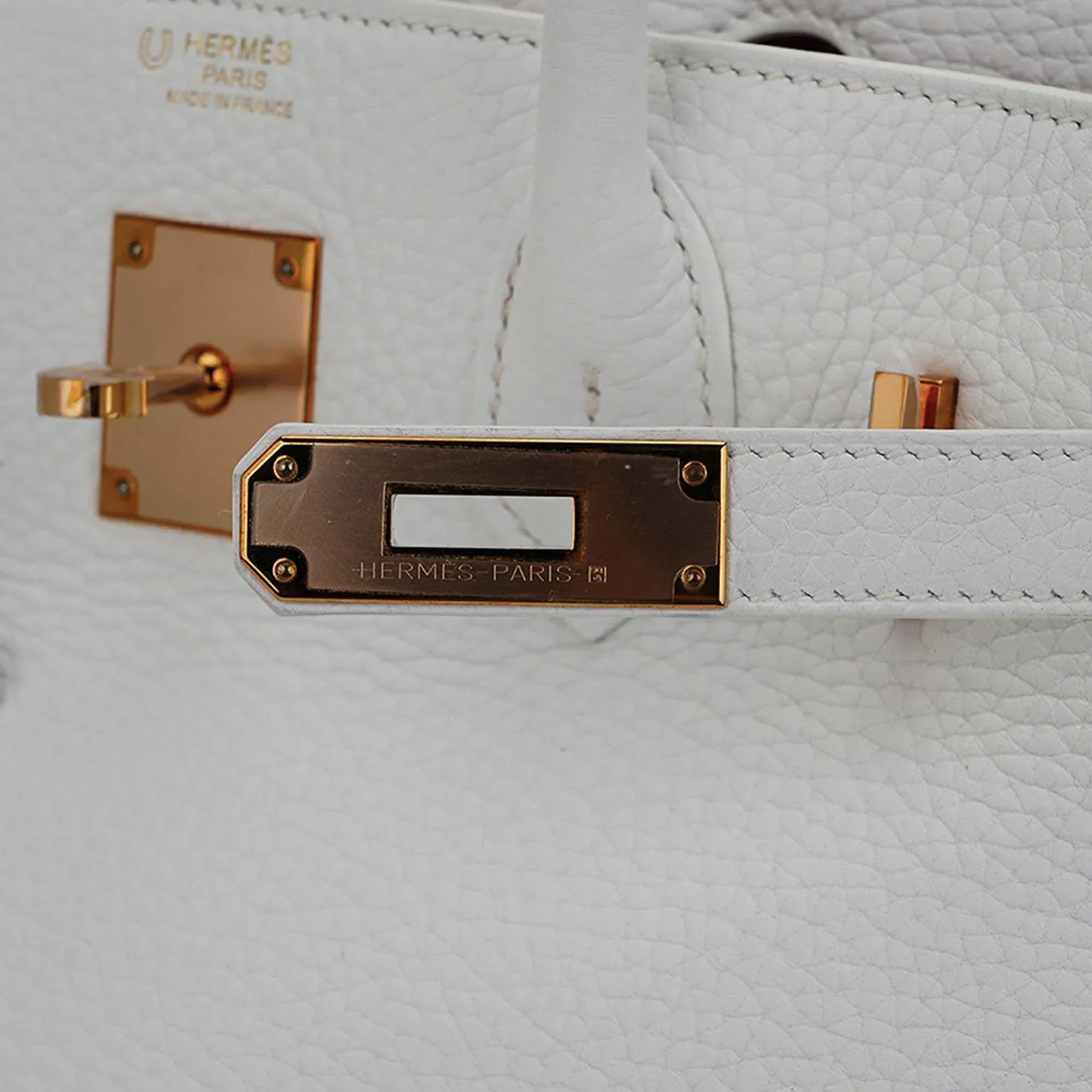 Special Order HSS Birkin 30 Bag White & Orange Clemence Leather with Rose Gold Hardware