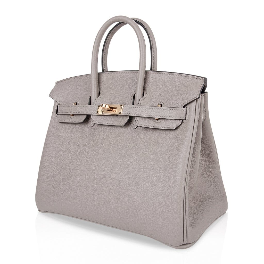 Birkin 25 Bag Gris Asphalte Novillo Leather Gold Hardware