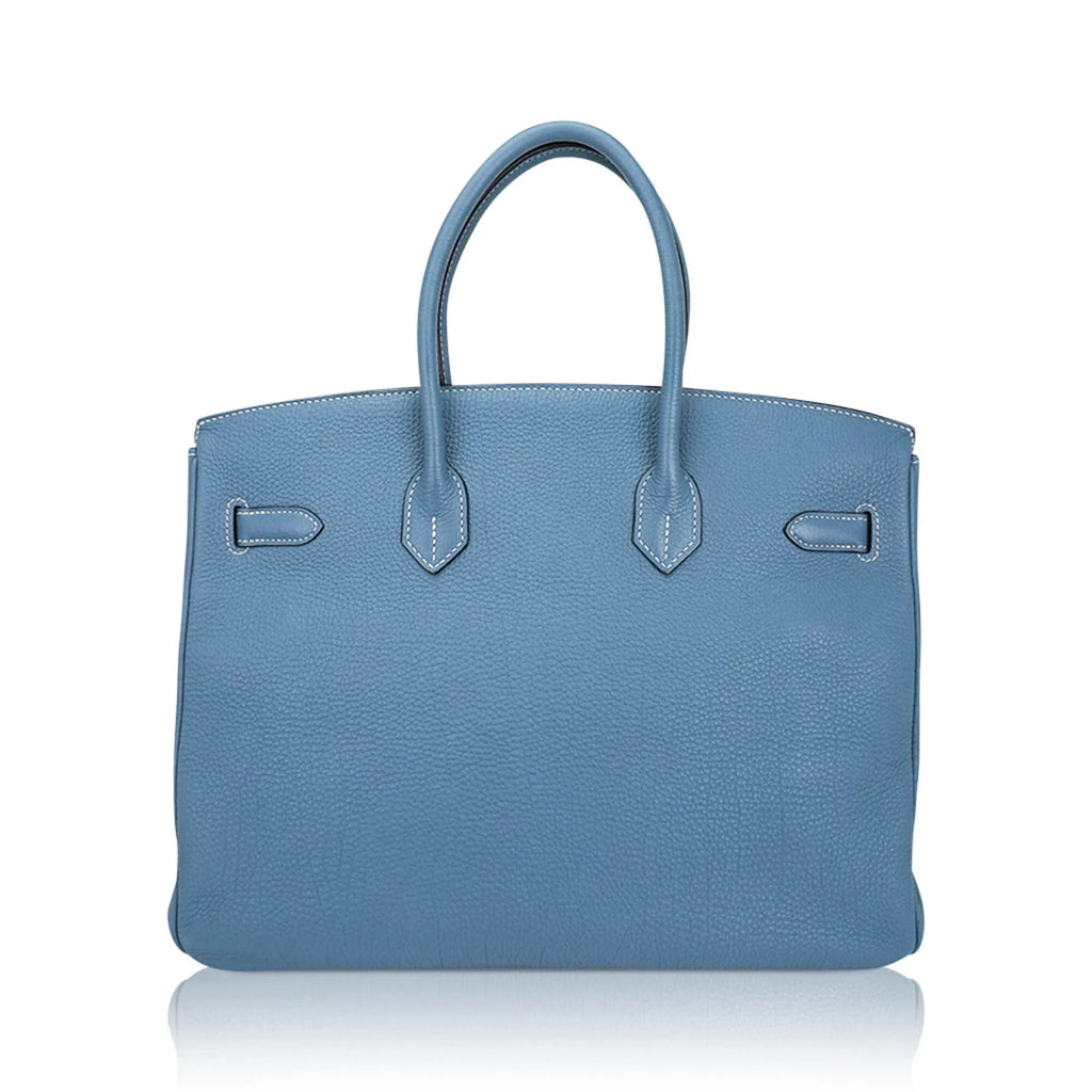 Birkin 35 Bag Blue Jean Togo Leather with Palladium Hardware