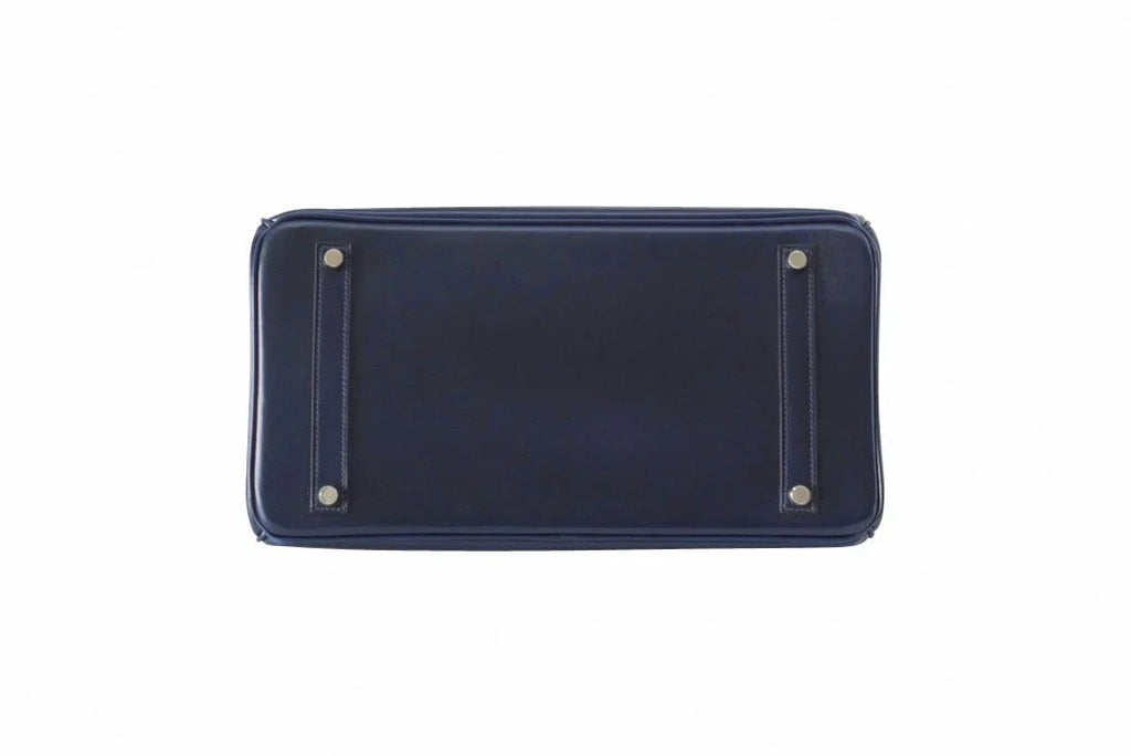 Birkin 35 Bag (Bleu) Blue Marine Coveted Rare Box Leather Palladium