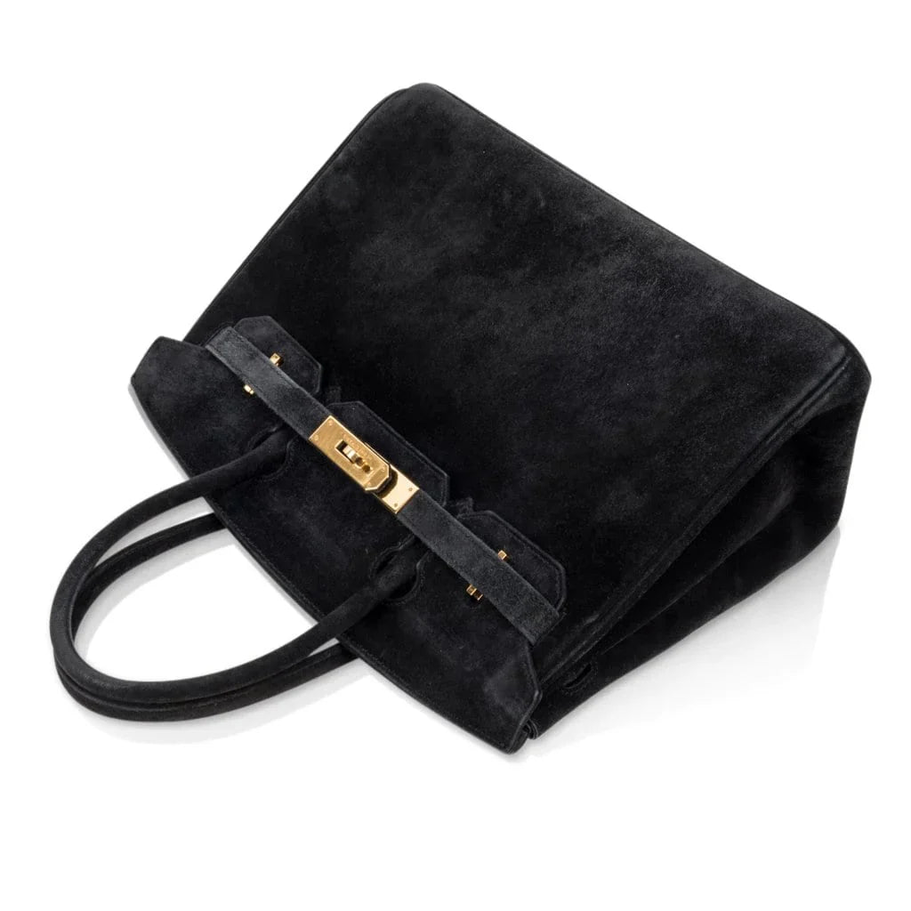 Birkin 30 Bag Doblis (Suede) Black Gold Hardware