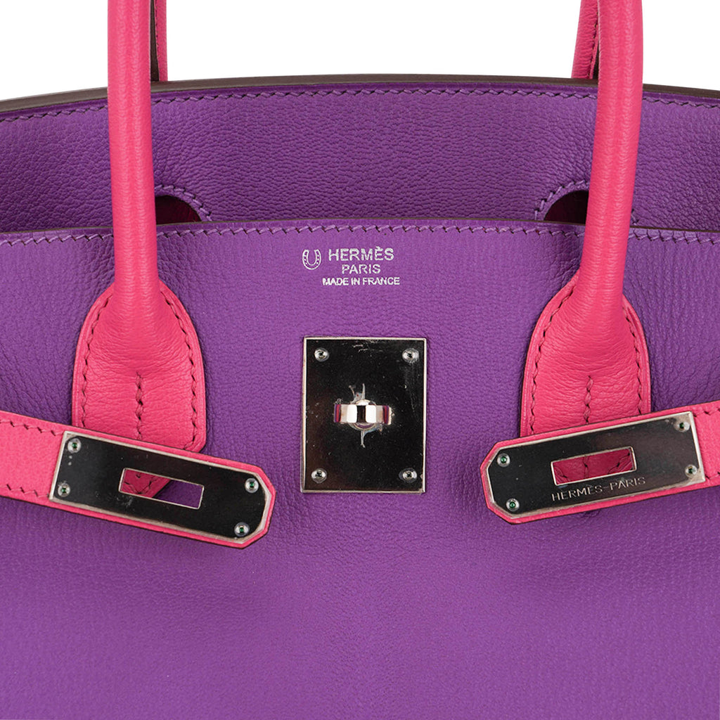 Special Order HSS Birkin 30 Bag Parme and Rose Shocking Chevre Leather with Palladium Hardware