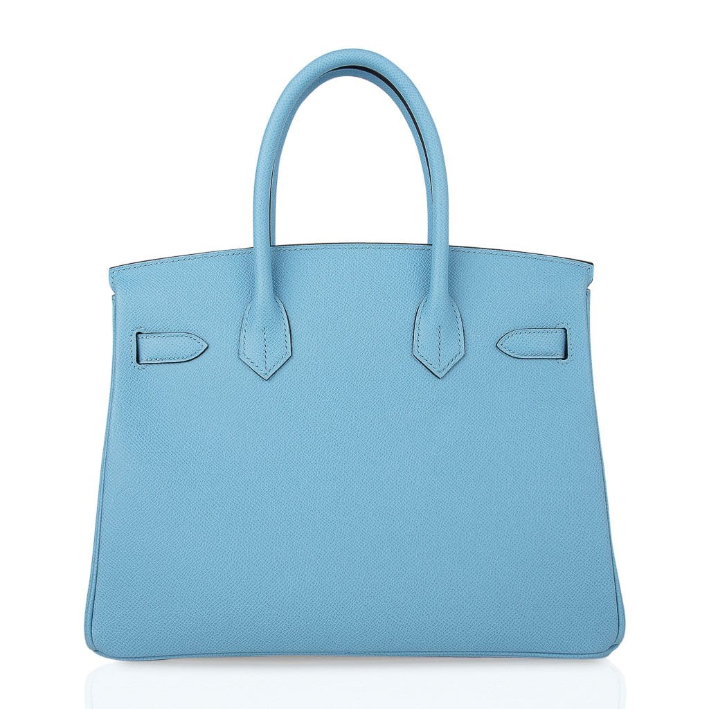 Birkin 30 Bag Blue Celeste Epsom Palladium Hardware New