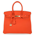 Birkin 35 Bag Feu Orange Togo Gold Hardware