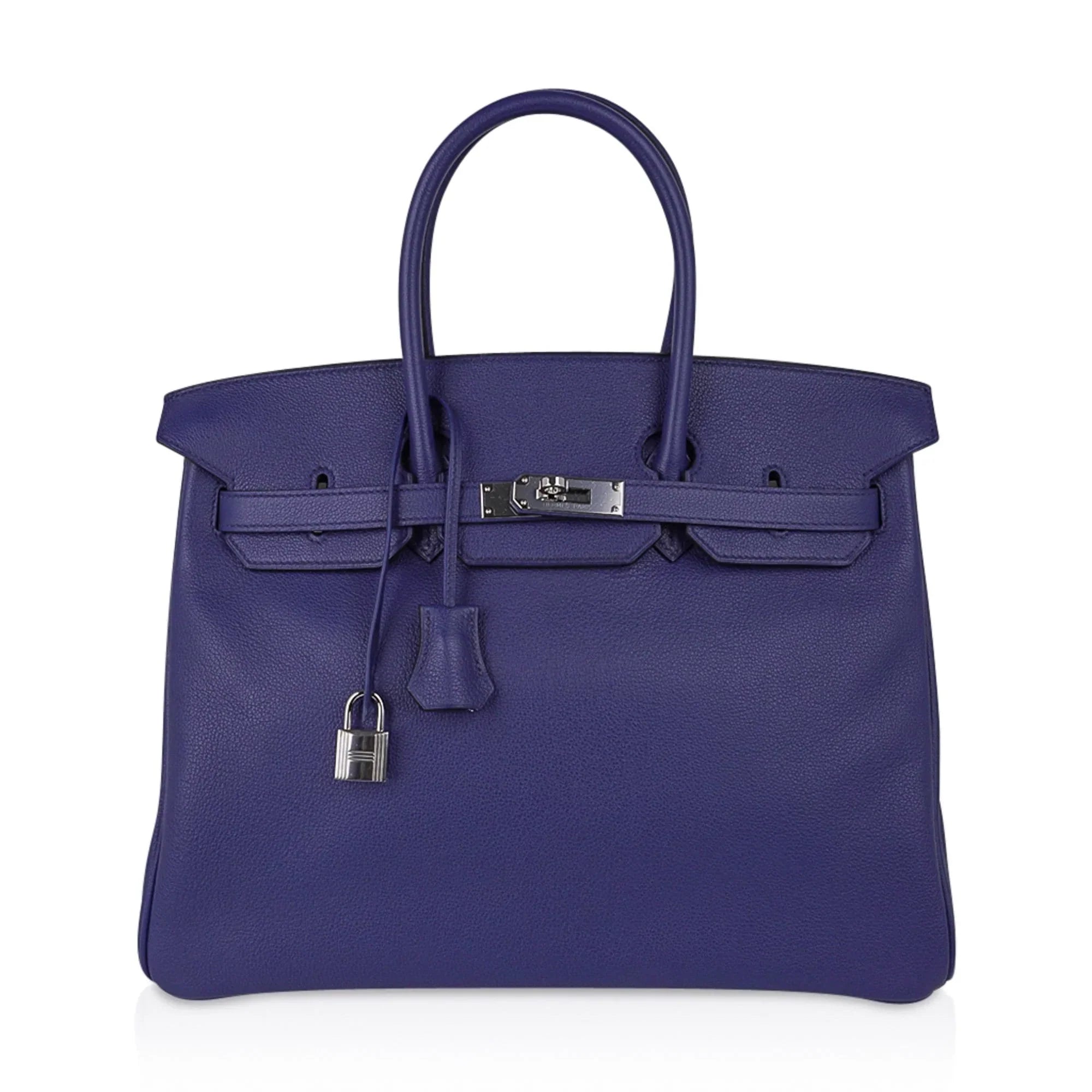 Limited Edition Birkin 35 Bag Blue Sapphire Taurillon Novillo Leather & Toile Sea Surf & Fun