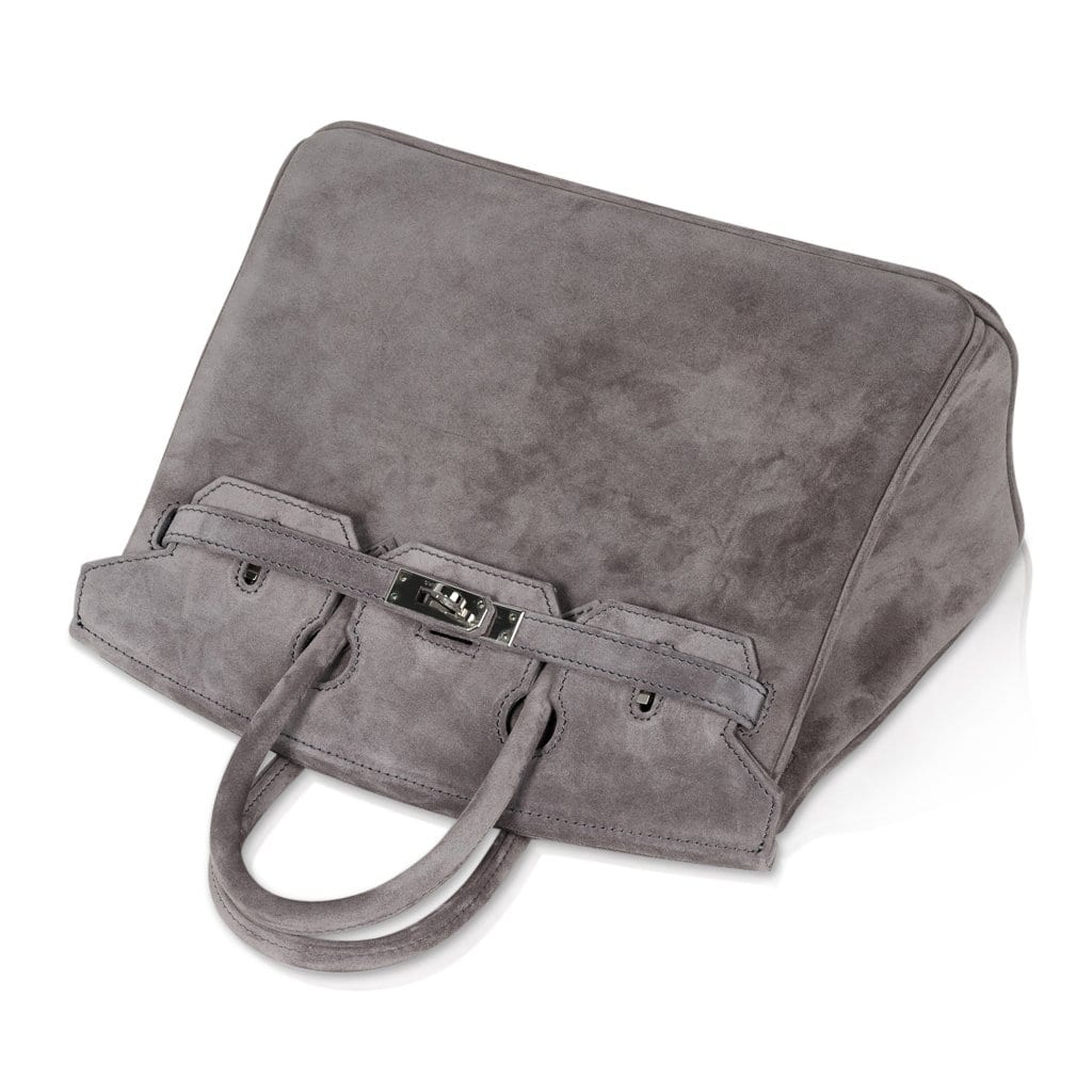 Birkin 25 Bag Gris Fume Doblis Suede with Palladium Hardware