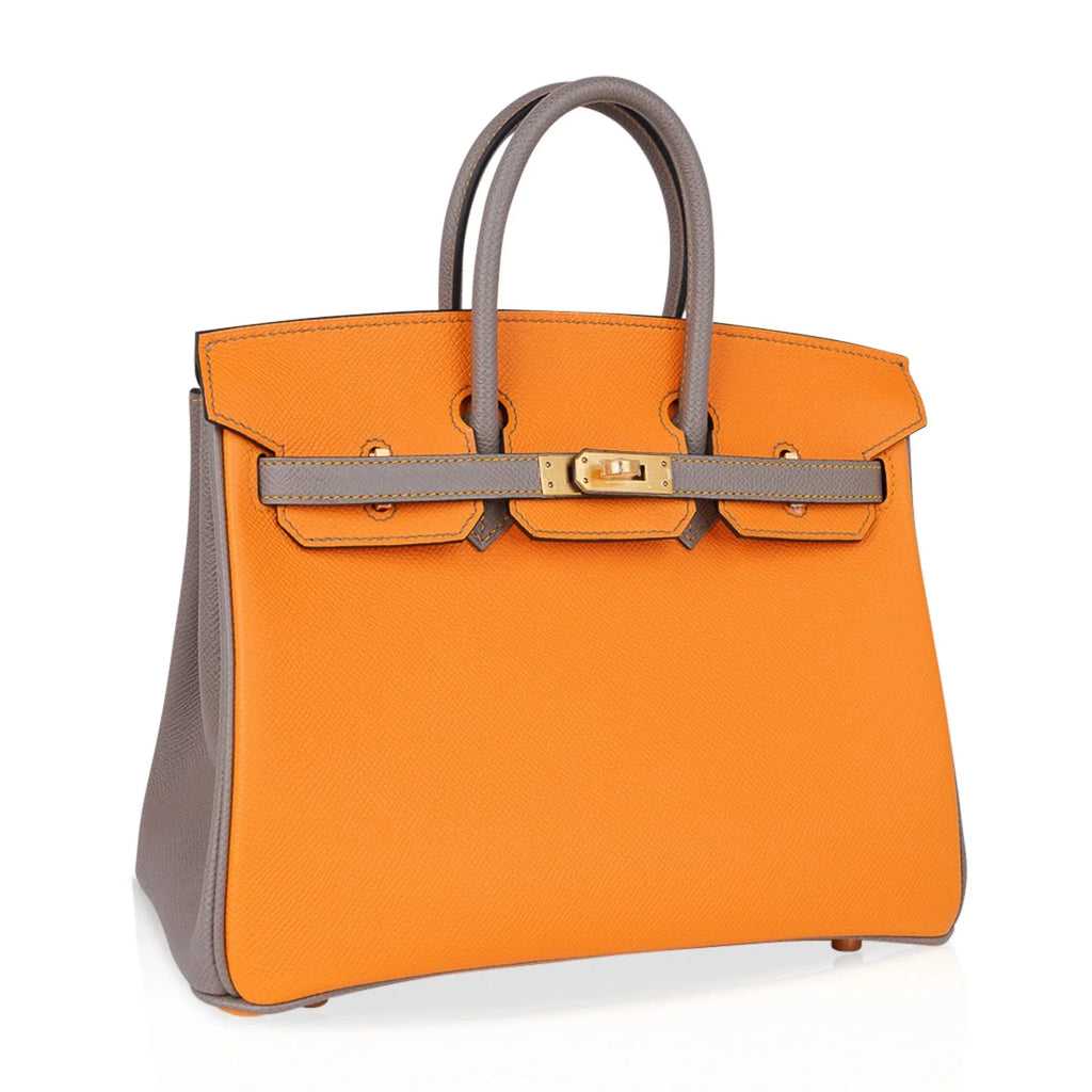 Birkin HSS 25 Bag Jaune Ambre / Gris Asphalte Gold Hardware