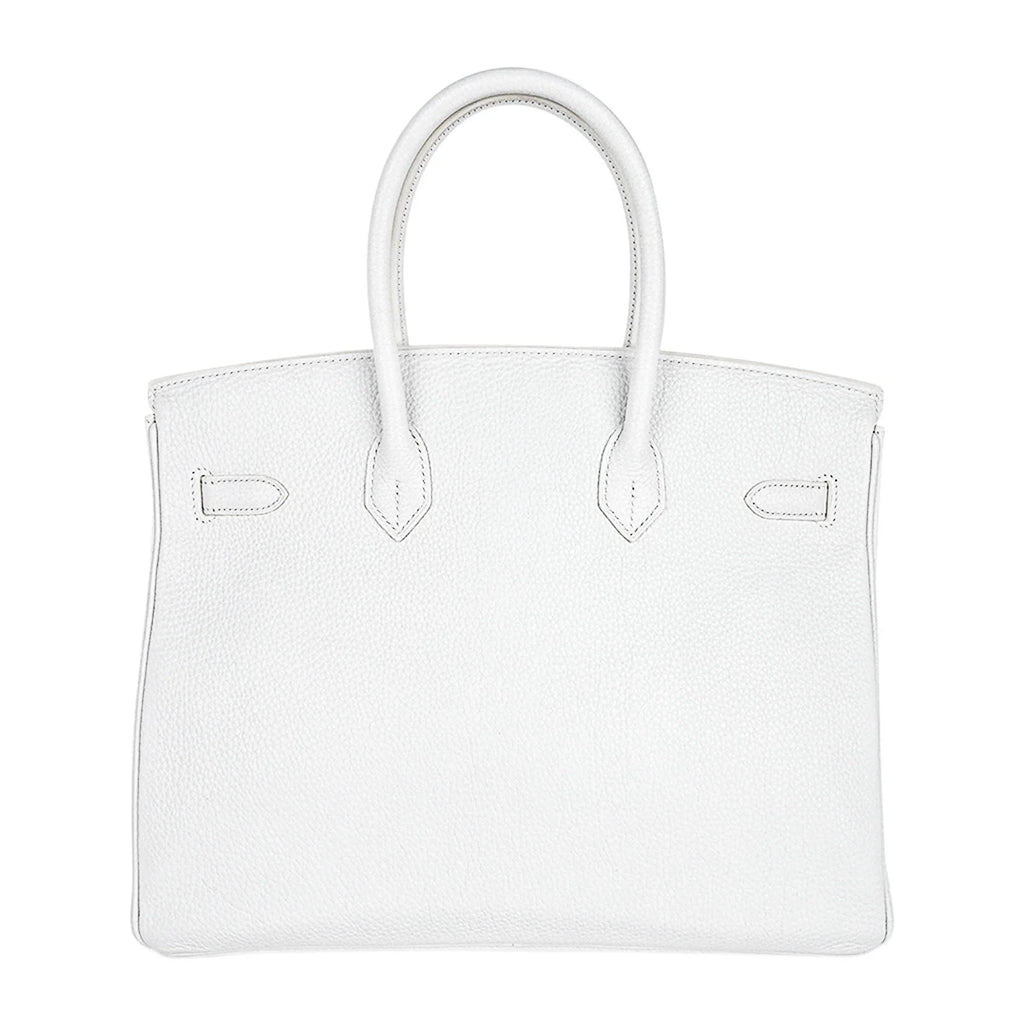 Birkin 35 Bag White Clemence Leather with Palladium Hardware