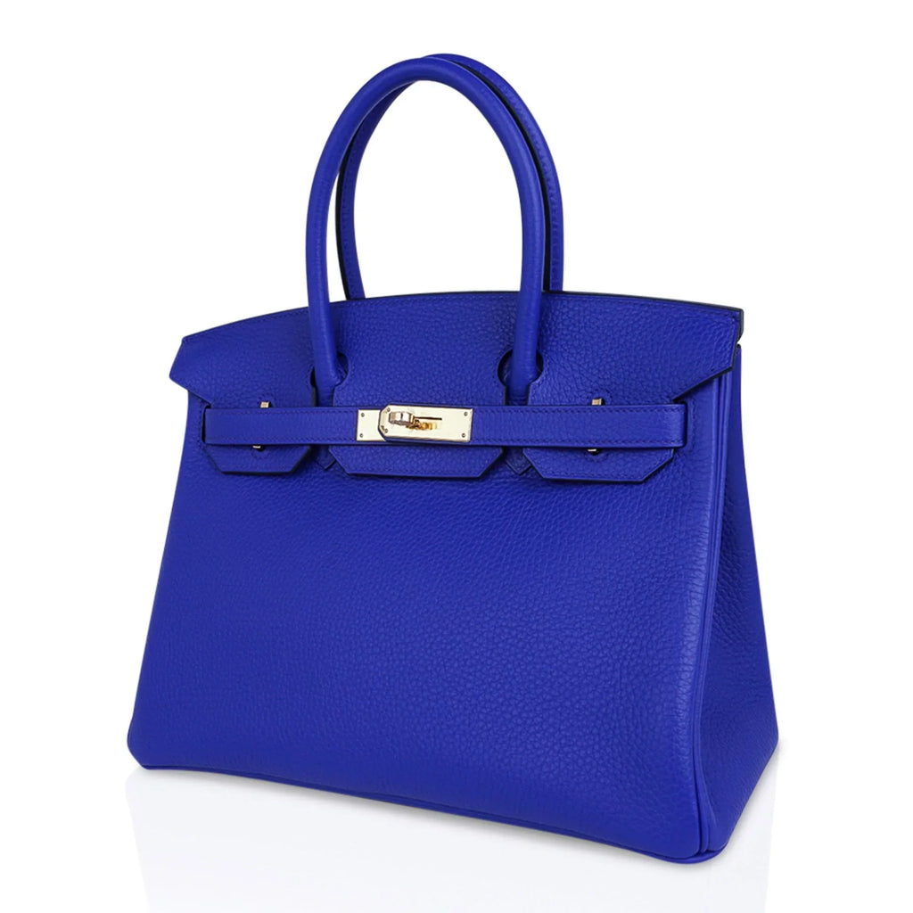 Birkin 30 Bag Blue Electric Clemence Gold Hardware