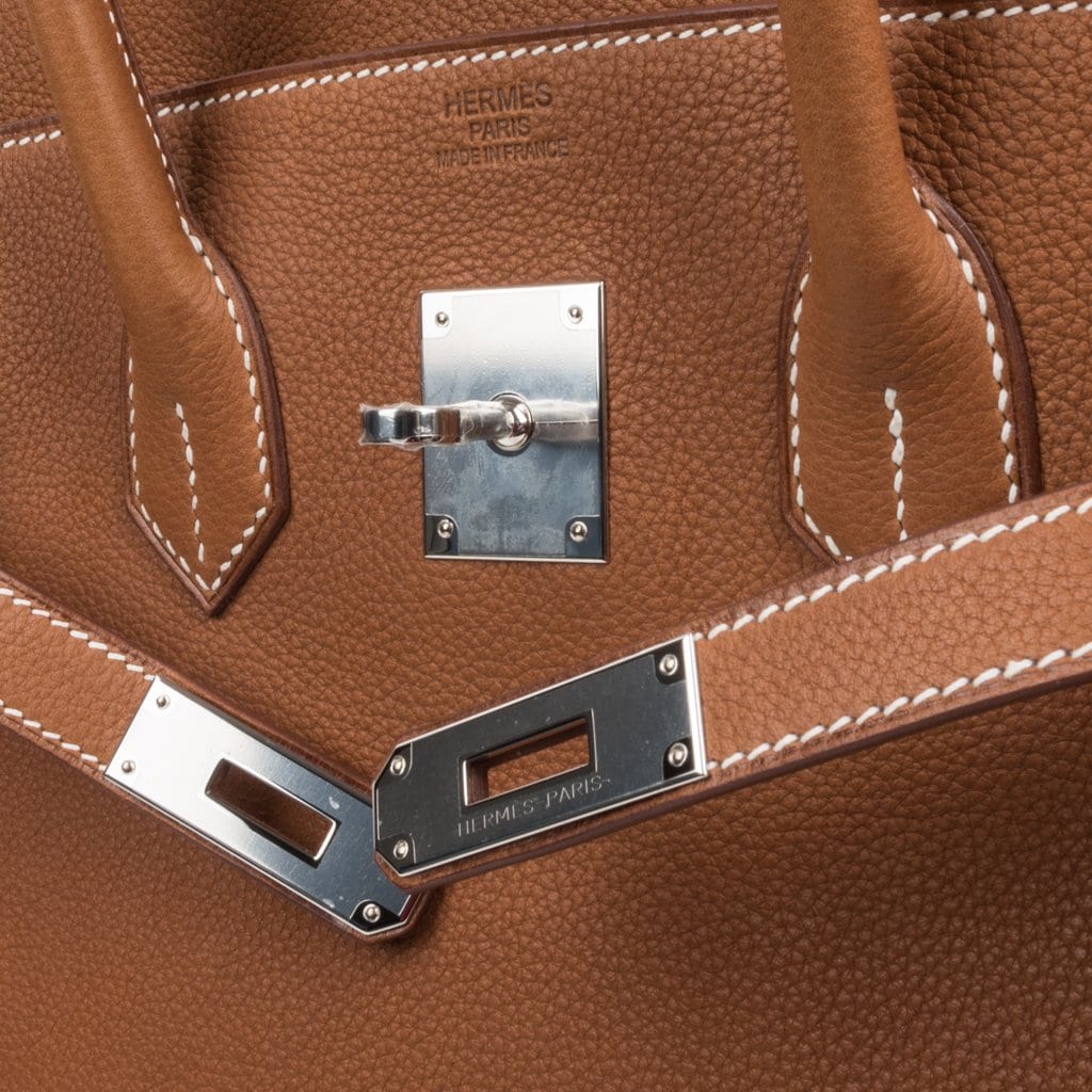 Limited Edition Birkin 35 Bag Fauve Barenia Faubourg Leather with Palladium Hardware