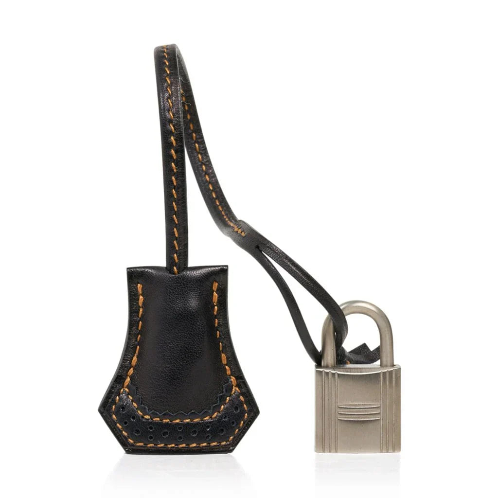 Birkin 35 Ghillies Denim Fonce Toile / Black Evercalf Bag Limited Edition