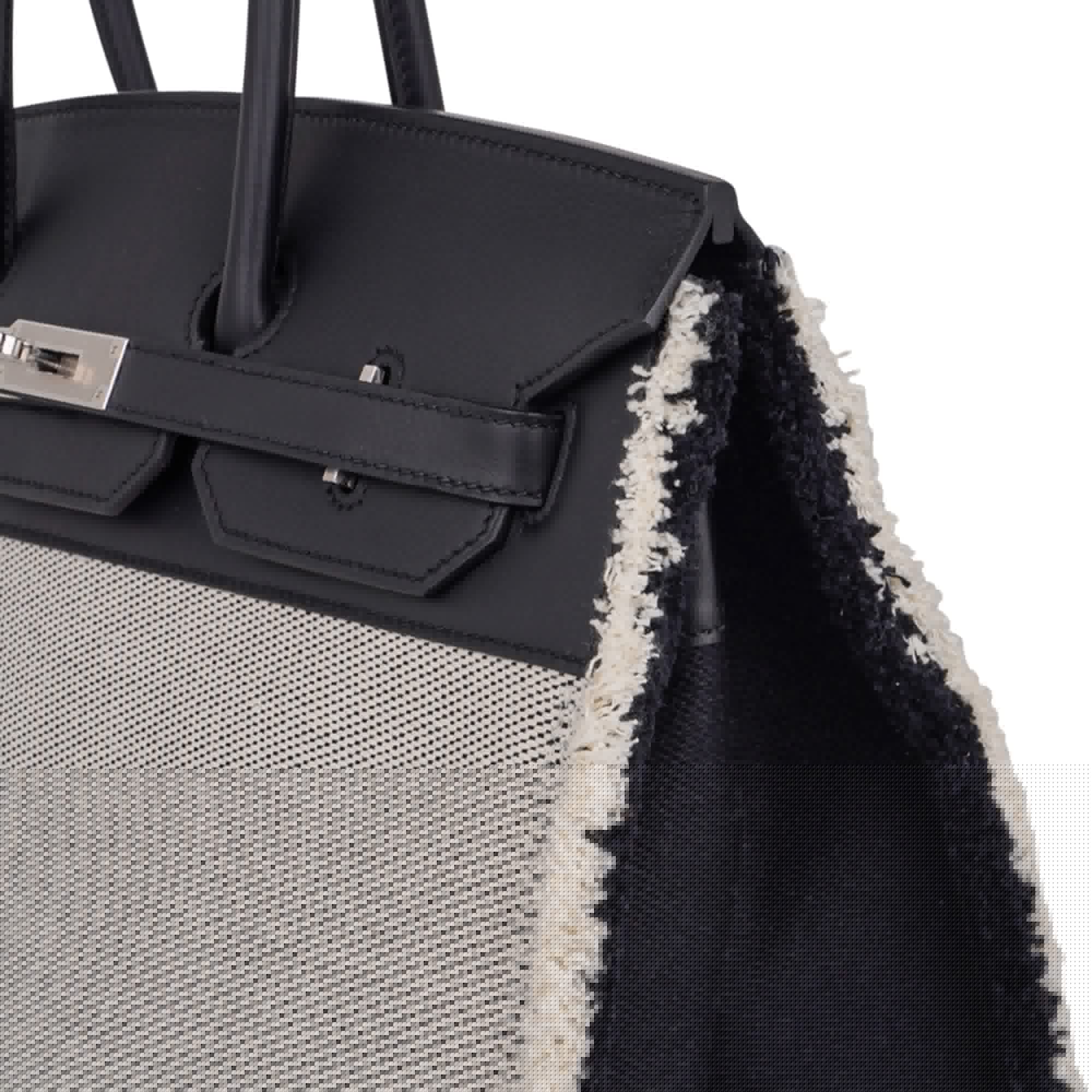 Birkin Fray Fray 35 Bag Black Swift Leather / Toile Limited Edition