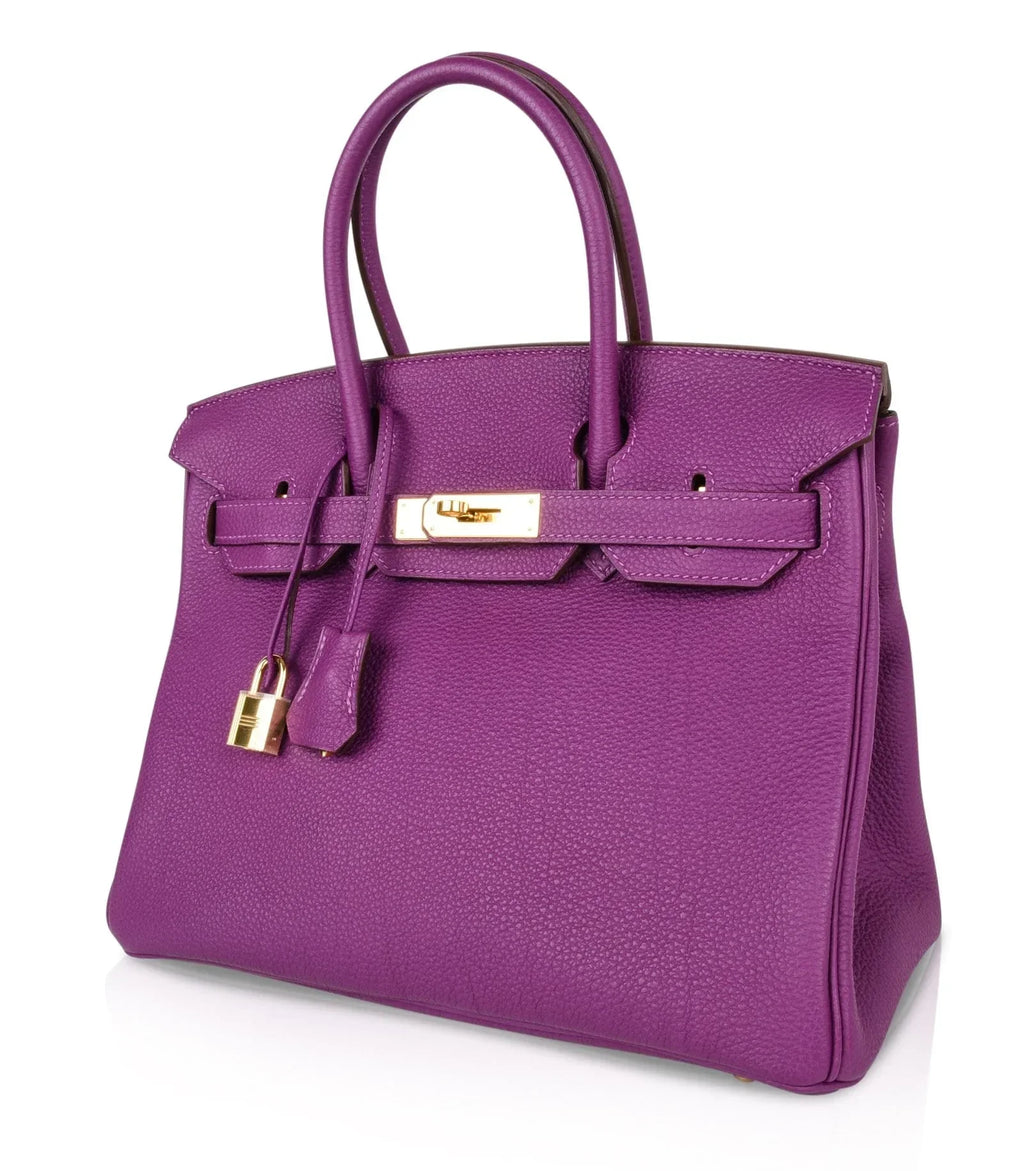 Birkin 30 Bag Anemone Togo Gold Hardware Exotic Purple Beauty