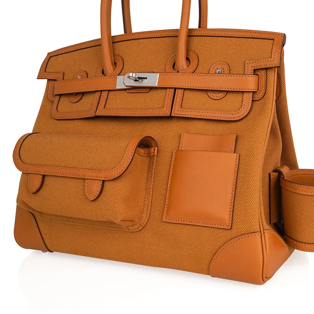 Limited Edition Birkin 35 Bag Cargo Sesame Toile Goeland Swift Leather with Palladium Hardware