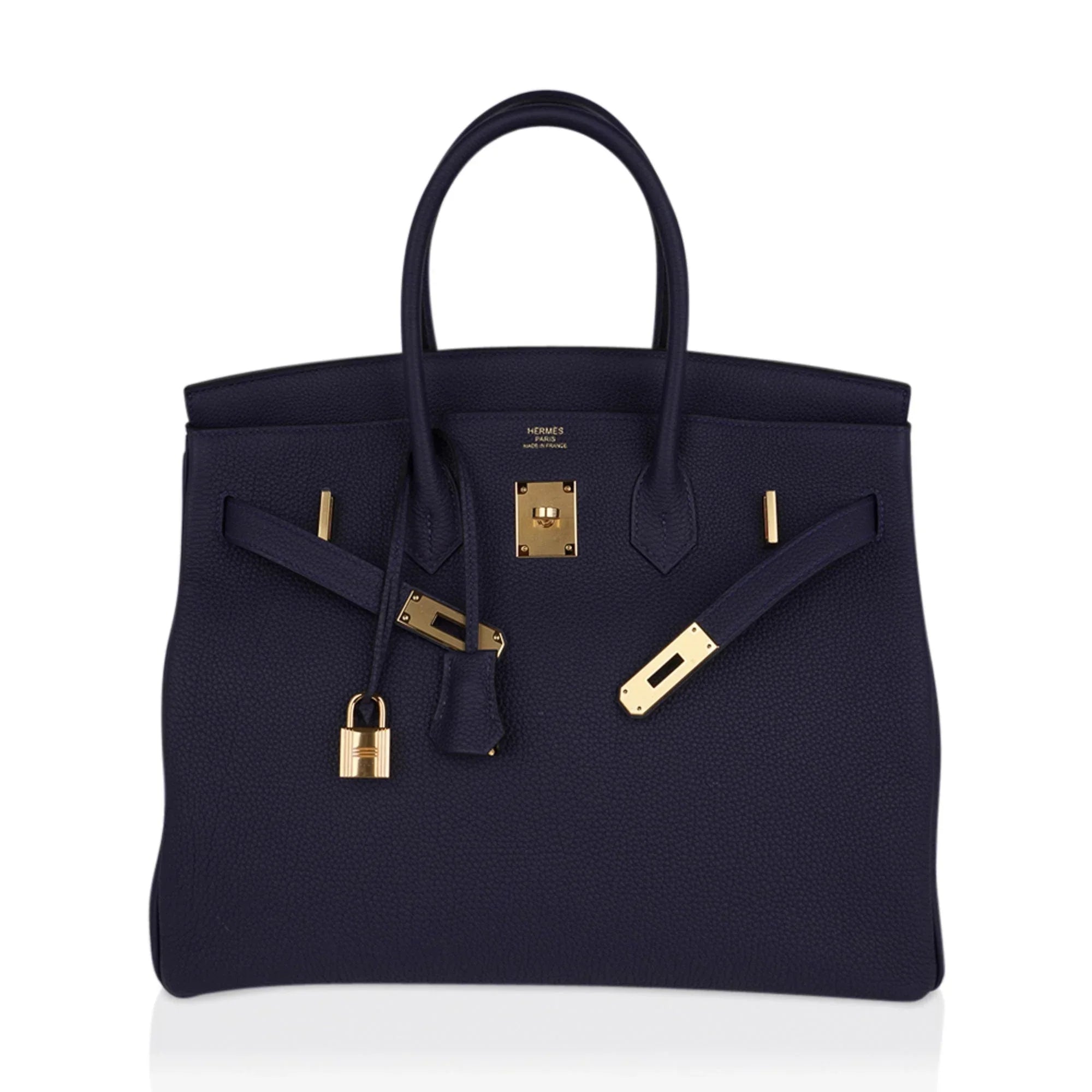 Birkin 35 Bag Blue Nuit Gold Hardware Togo Leather