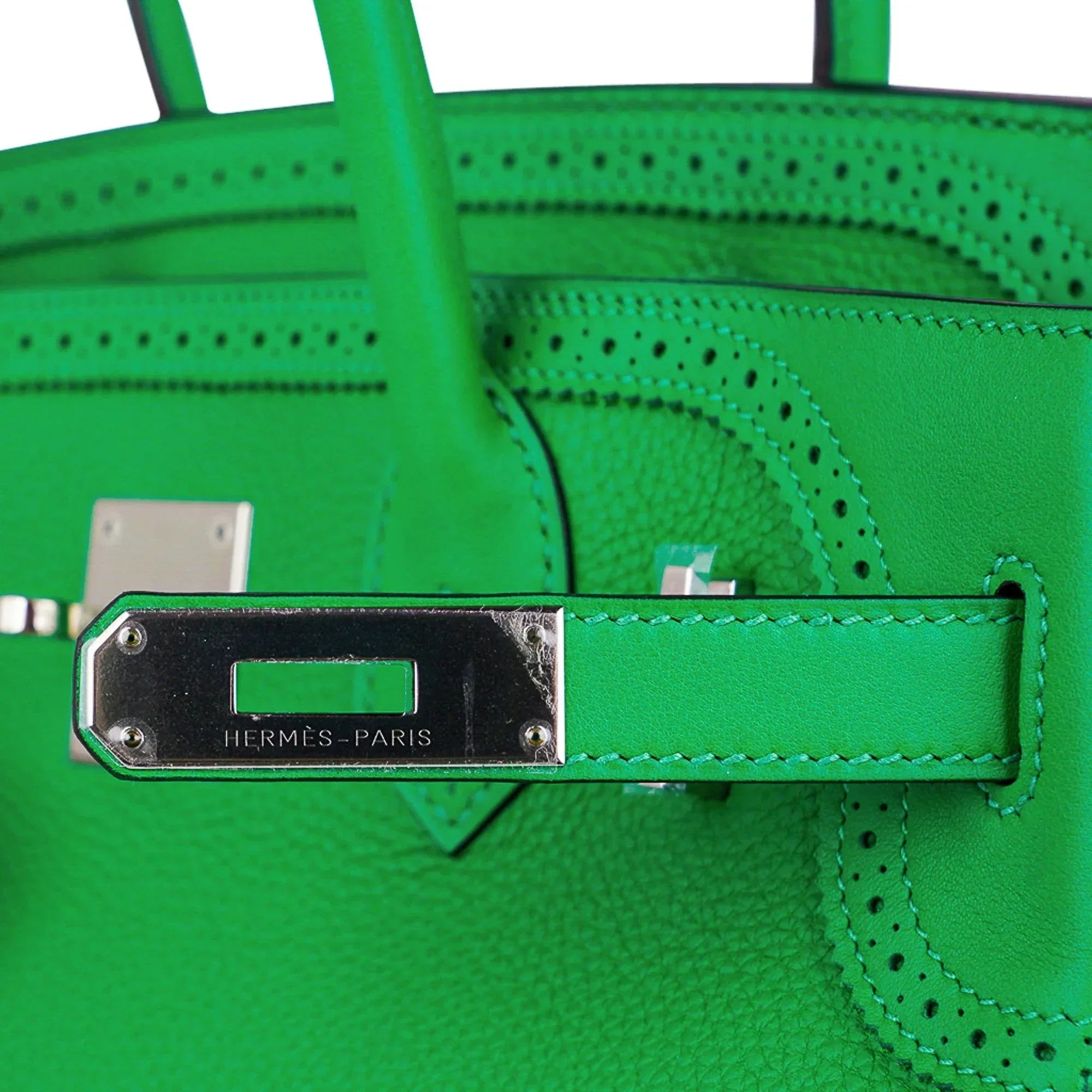 Birkin 30 Ghillies Limited Edition Bag Bamboo Palladium Hardware New w/Box