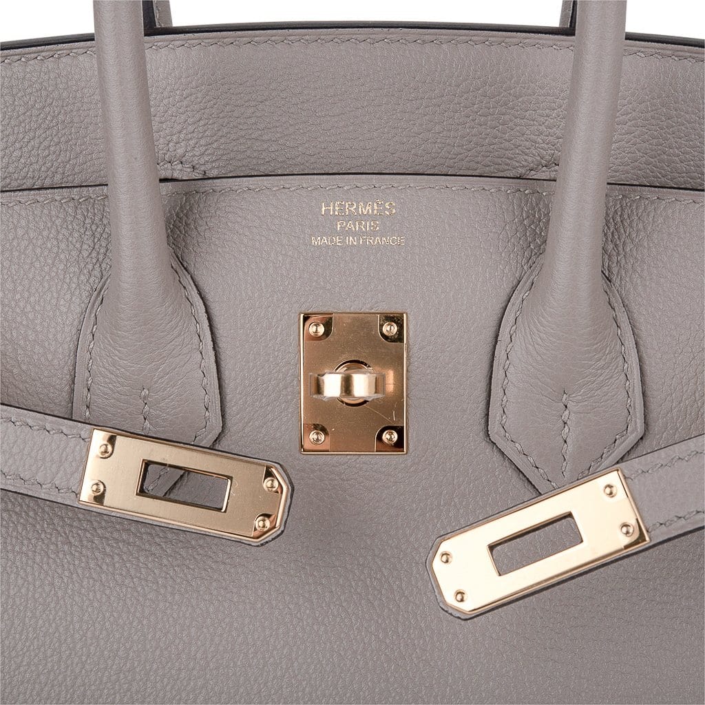 Birkin 25 Bag Gris Asphalte Novillo Leather Gold Hardware