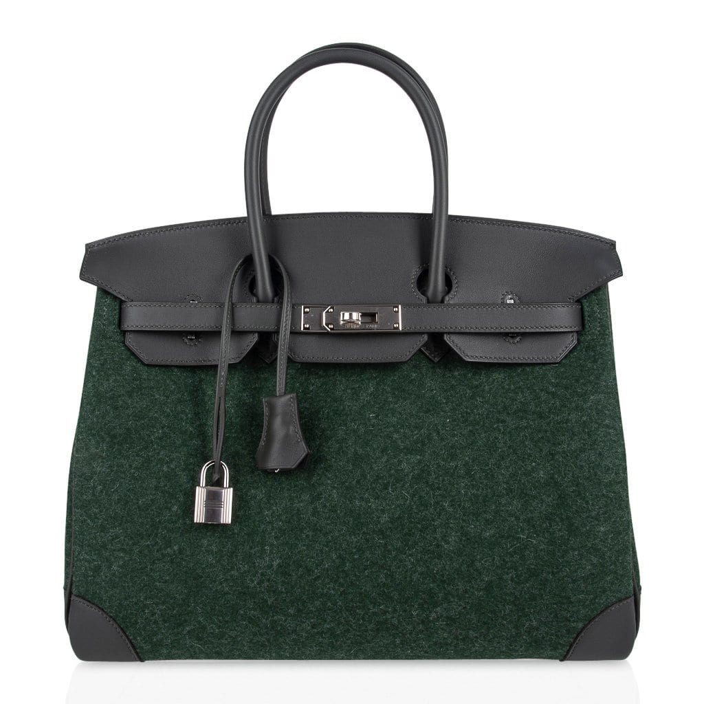 Birkin 35 Limited Edition Bi-Color Vert Anglais Feutre Vert Cypress Swift