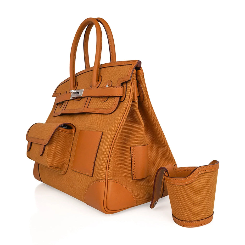 Limited Edition Birkin 35 Bag Cargo Sesame Toile Goeland Swift Leather with Palladium Hardware