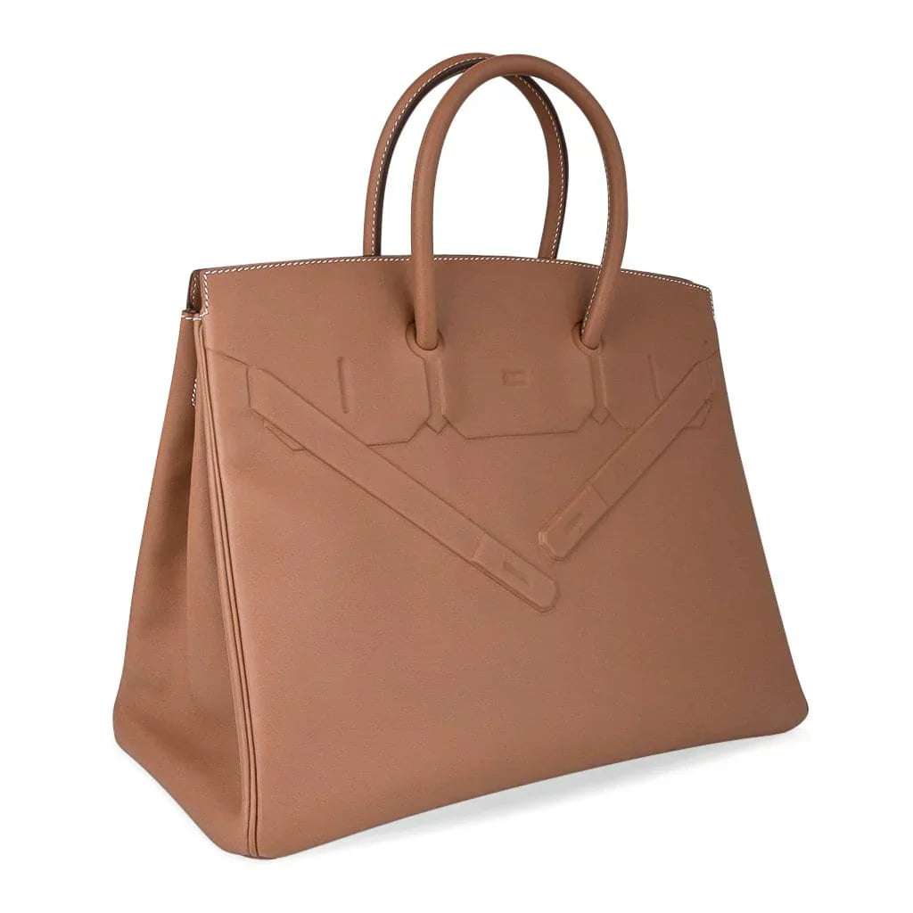 Shadow Birkin 35 Bag Limited Edition Gold Evercalf Leather New