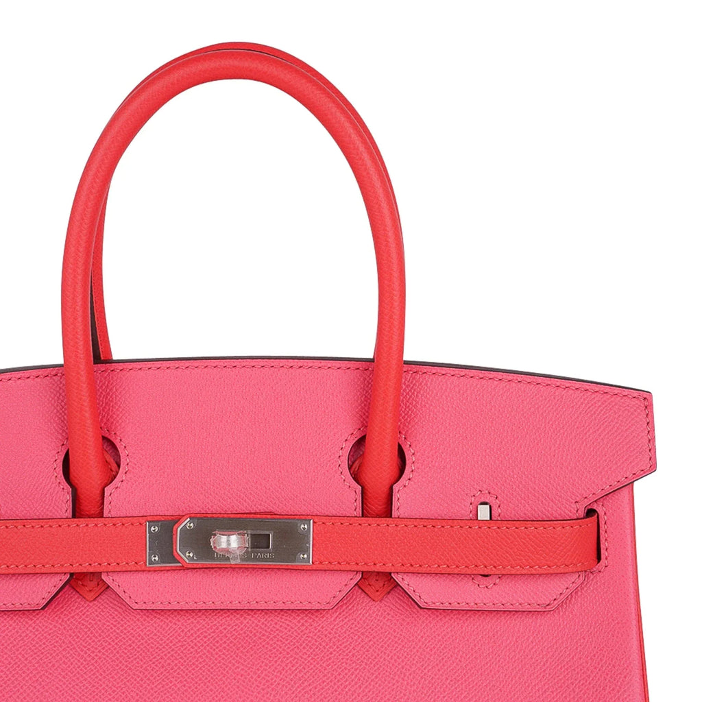 Special Order HSS Birkin 30 Bag Rose Azalee & Rose Jaipur Epsom with Brushed Palladium Hardware