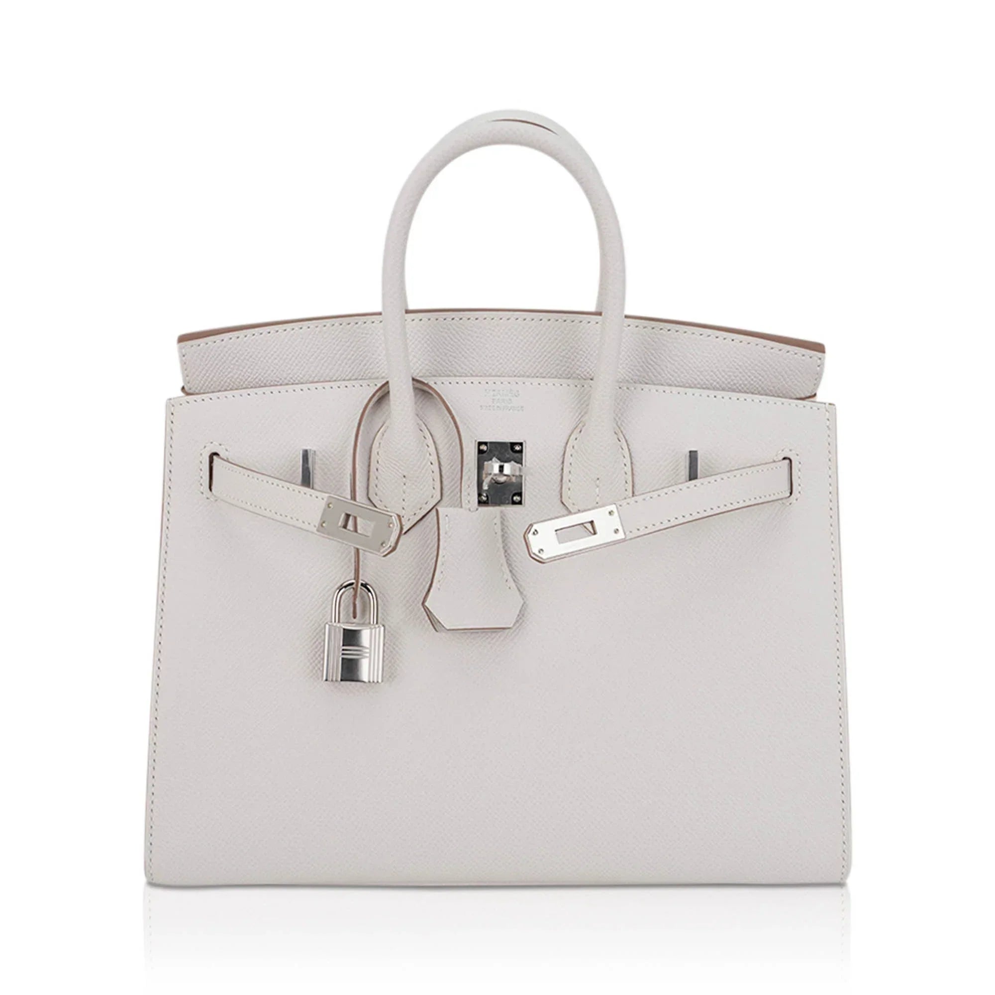 Birkin Sellier 25 Bag Gris Pale Epsom Leather with Palladium Hardware