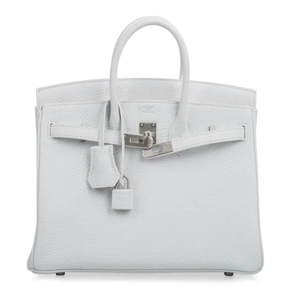 Birkin 25 Bag HSS White Clemence Trench Interior Brushed Palladium Hardware