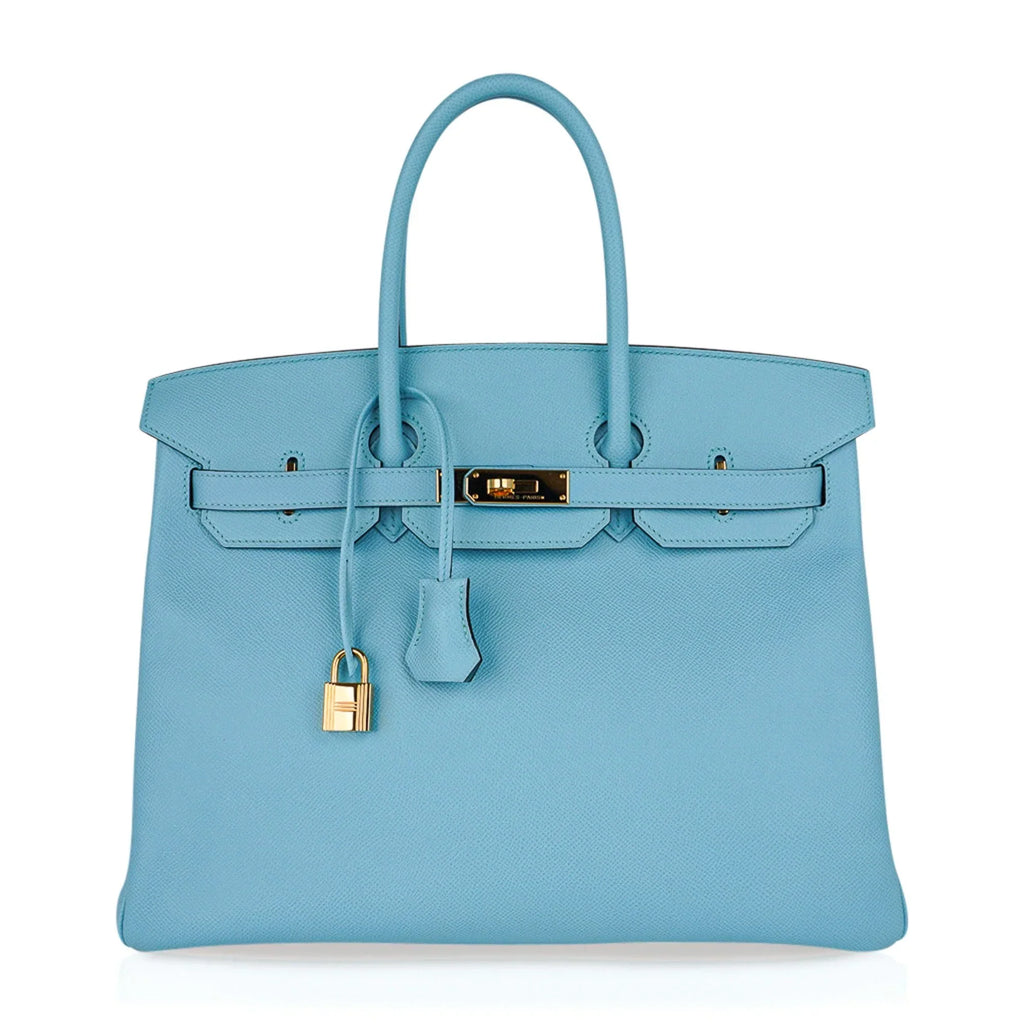Birkin 35 Bag Blue Atoll Gold Hardware Epsom Leather