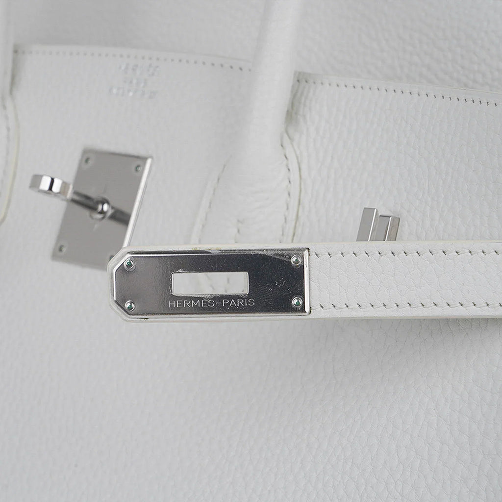 Birkin 35 Bag White Clemence Leather with Palladium Hardware