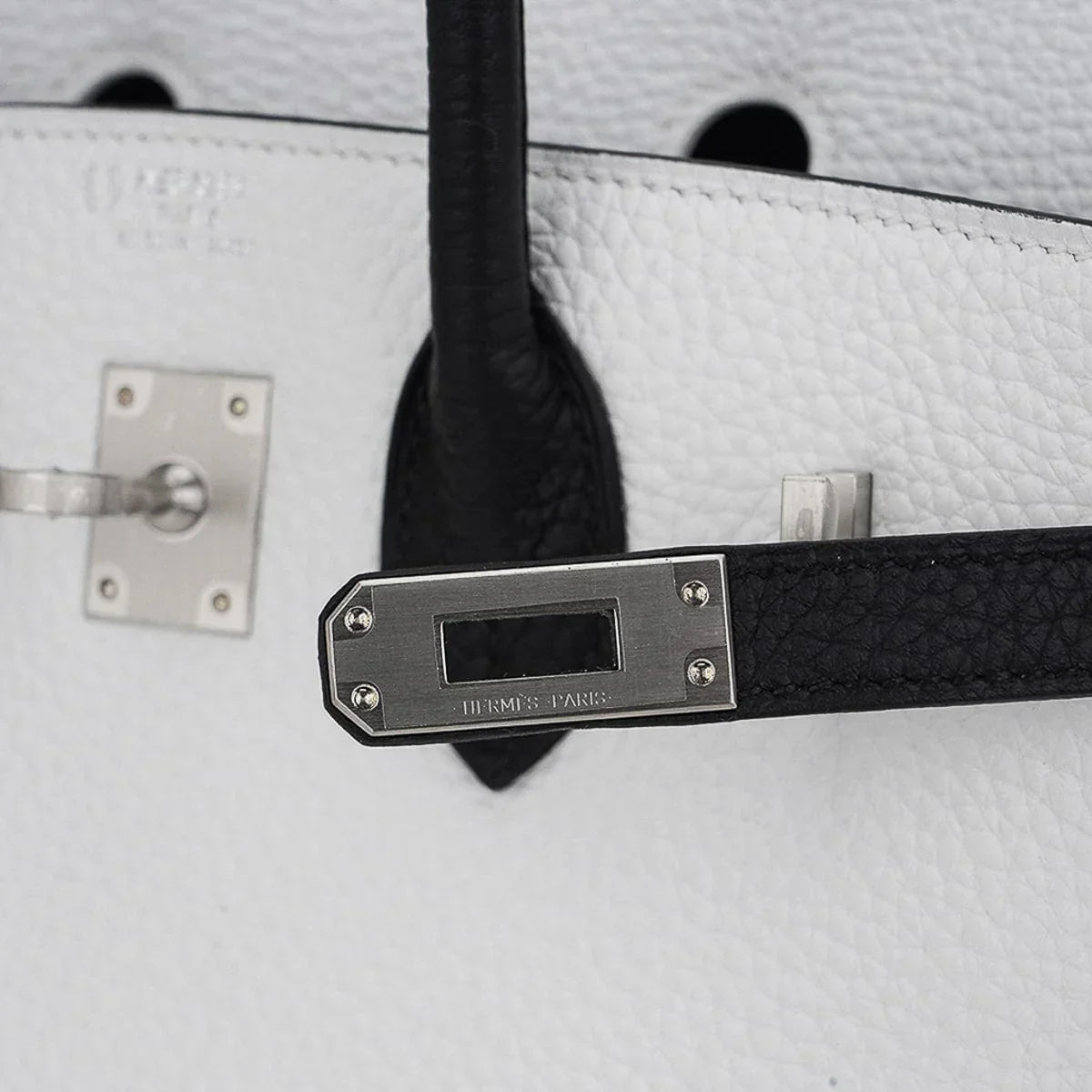 Birkin HSS 25 Bag White w/ Black Brushed Palladium Hardware