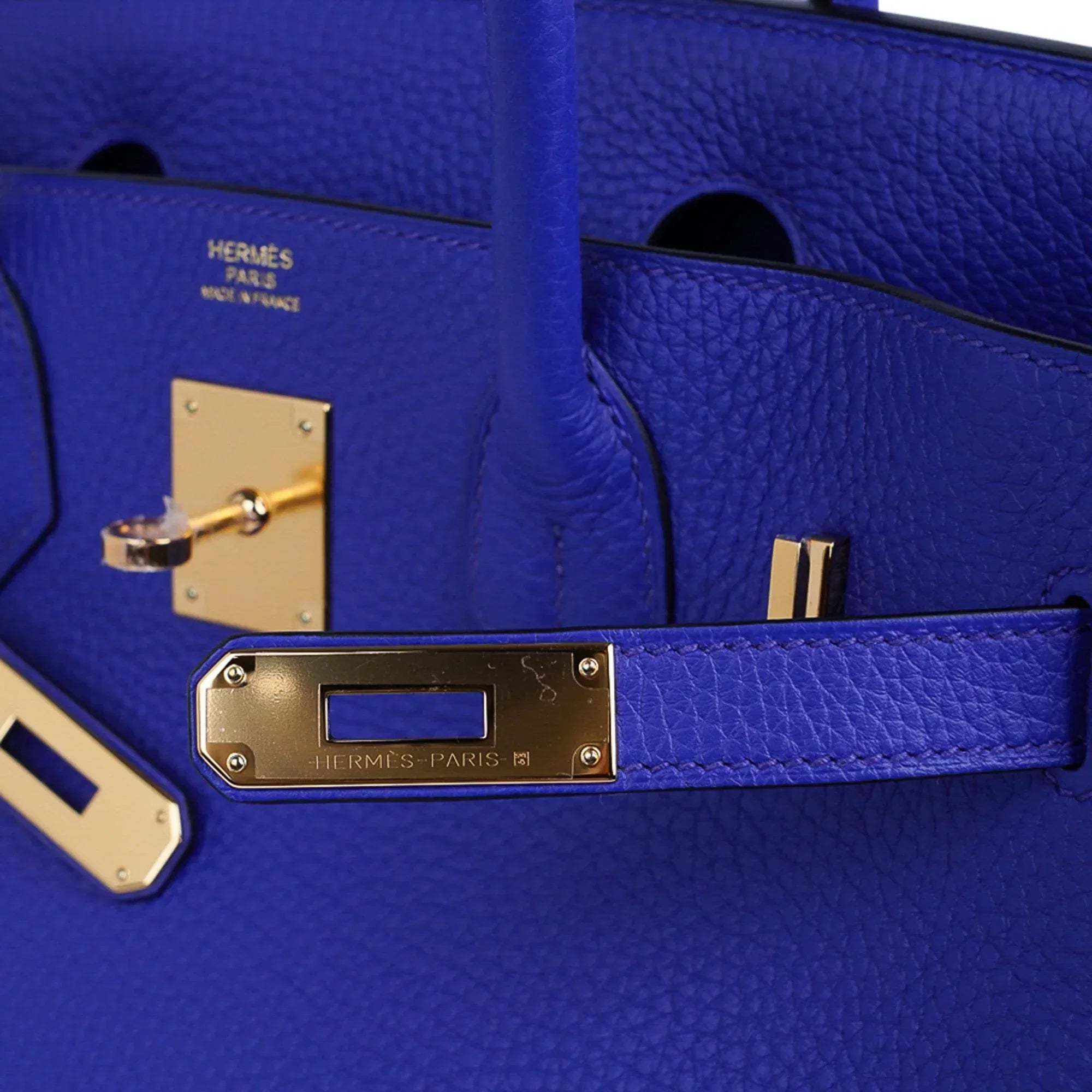 Birkin 30 Bag Blue Electric Clemence Gold Hardware