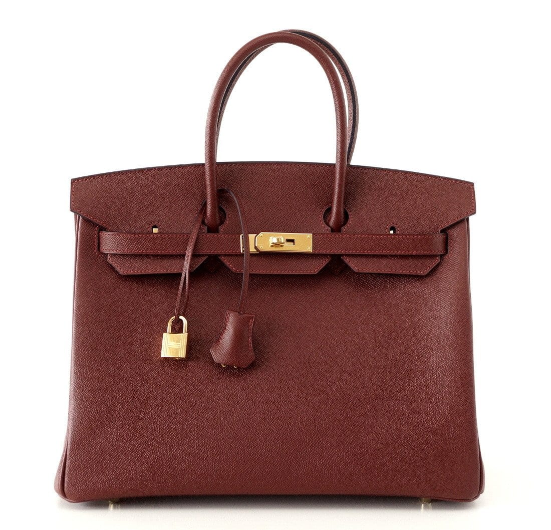 Birkin 35 Bag Red Rouge H Limited Edition Contour Navy Gold