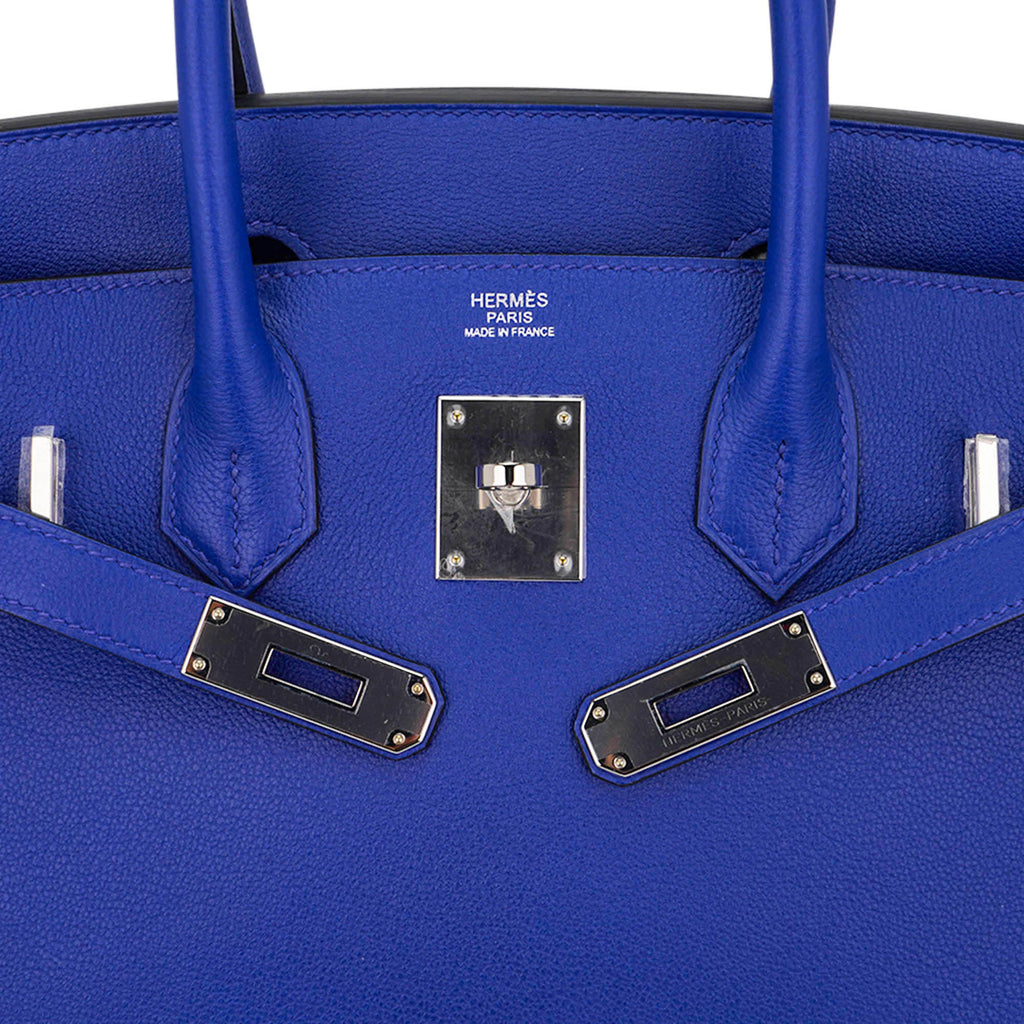 Birkin 30 Bag Blue Electric Novillo Leather with Palladium Hardware