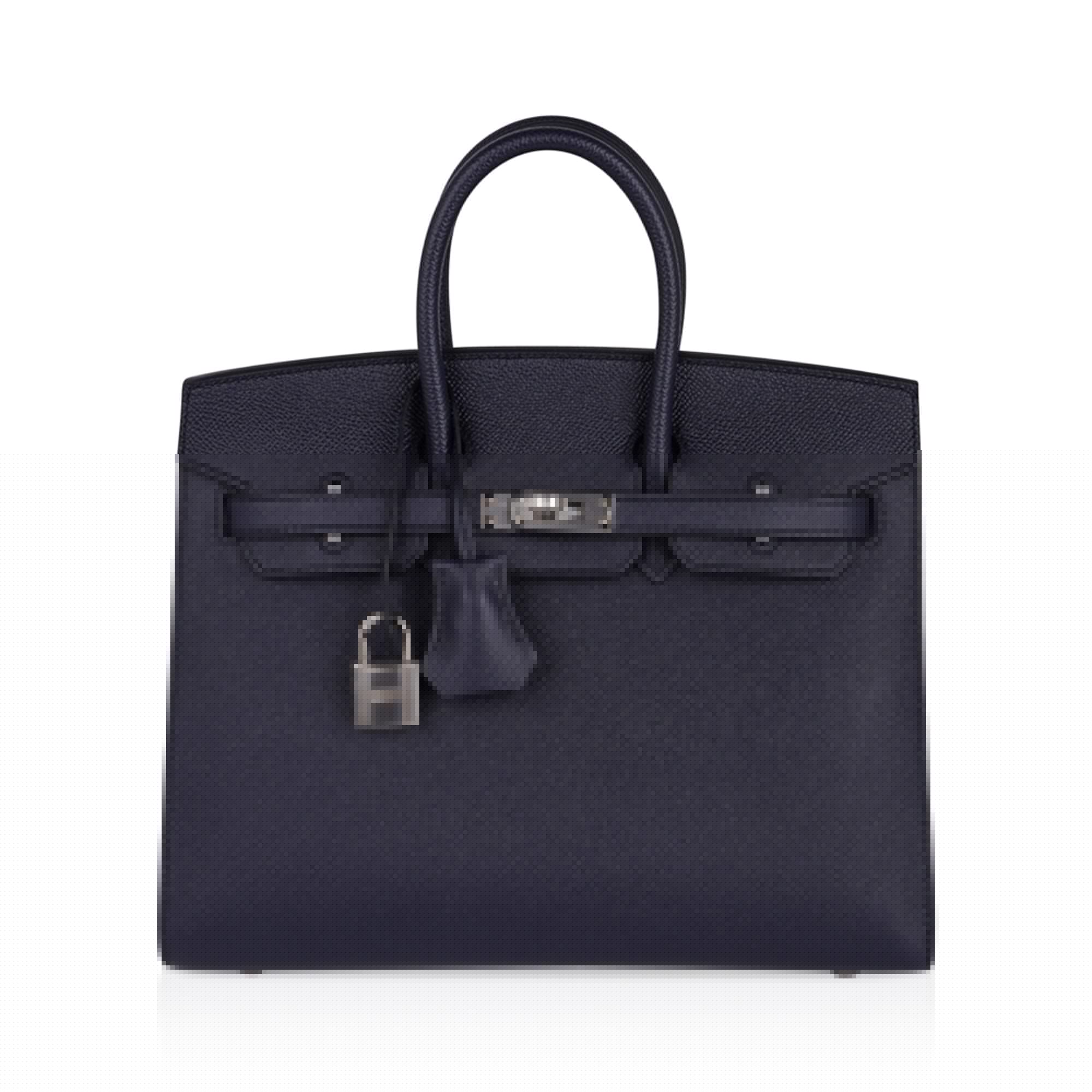 Birkin Sellier 25 Bag Blue Indigo Epsom Leather with Palladium Hardware