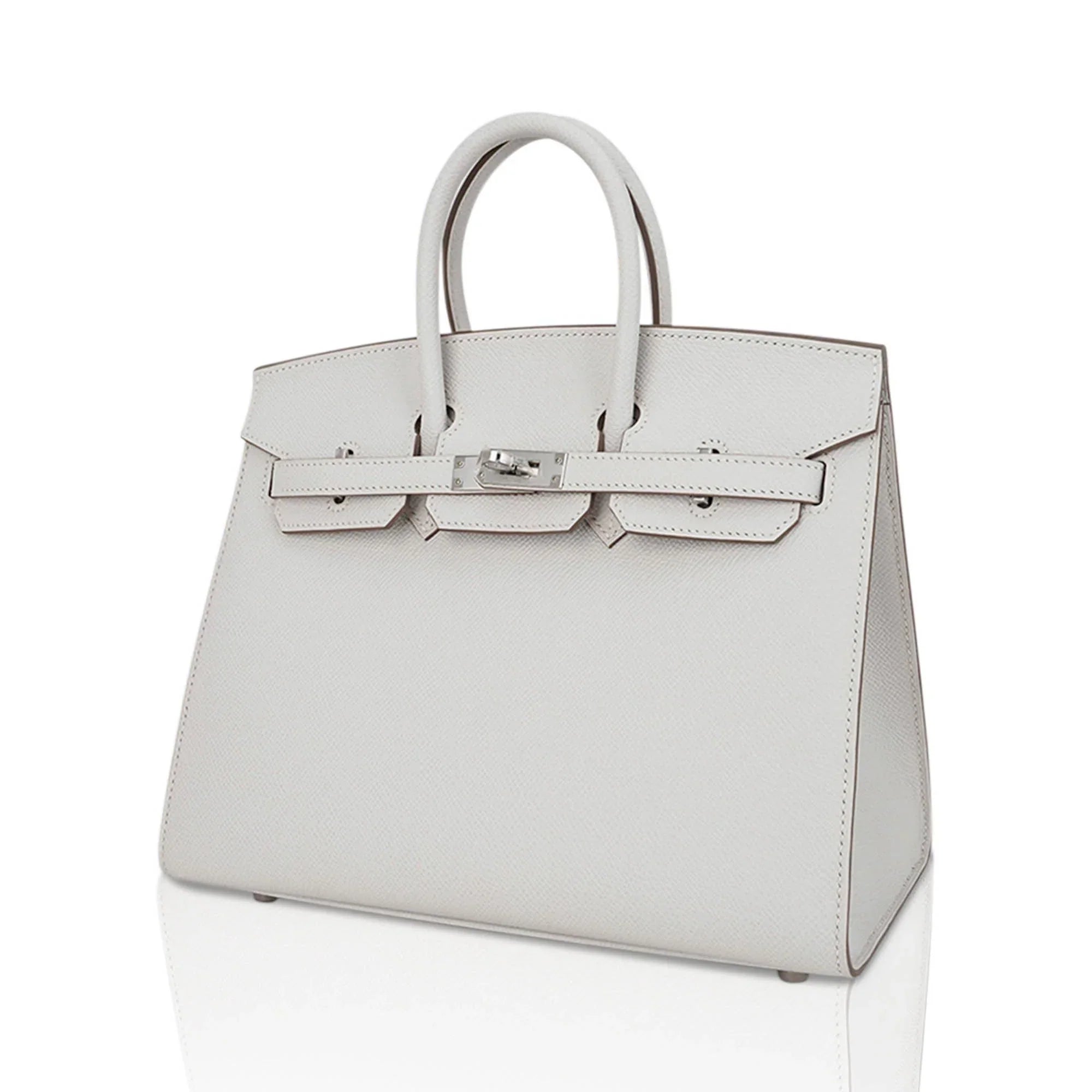 Birkin Sellier 25 Bag Gris Pale Epsom Leather with Palladium Hardware