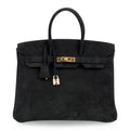 Birkin 35 Bag Black Doblis Suede Gold Hardware Limited Edition
