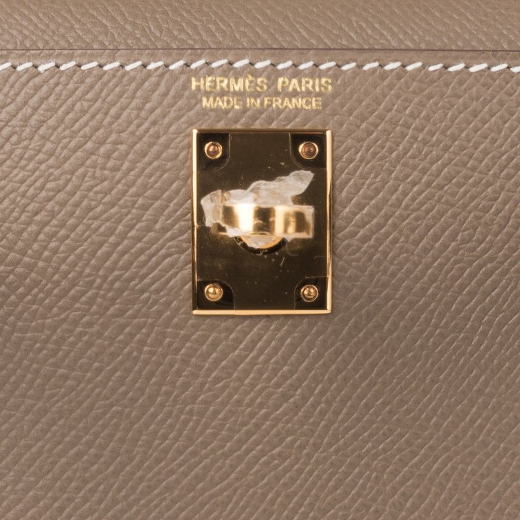 Kelly 20 Mini Sellier Bag Etoupe Limited Edition Epsom Gold Hardware