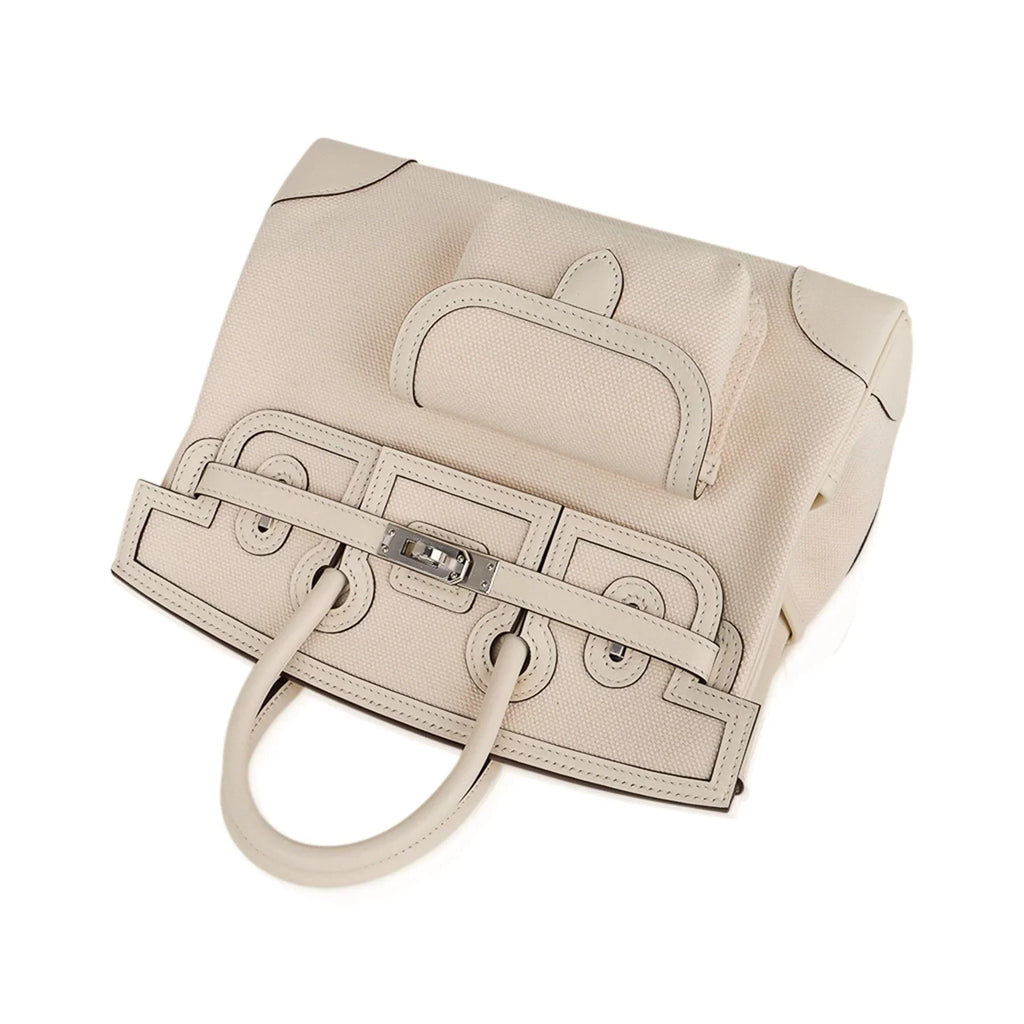 Birkin 25 Cargo Nata Toile Goeland Bag Swift Leather Trim Limited Edition