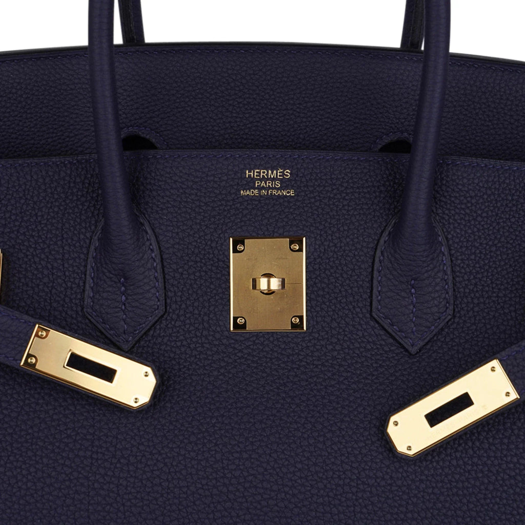 Birkin 35 Bag Blue Nuit Gold Hardware Togo Leather