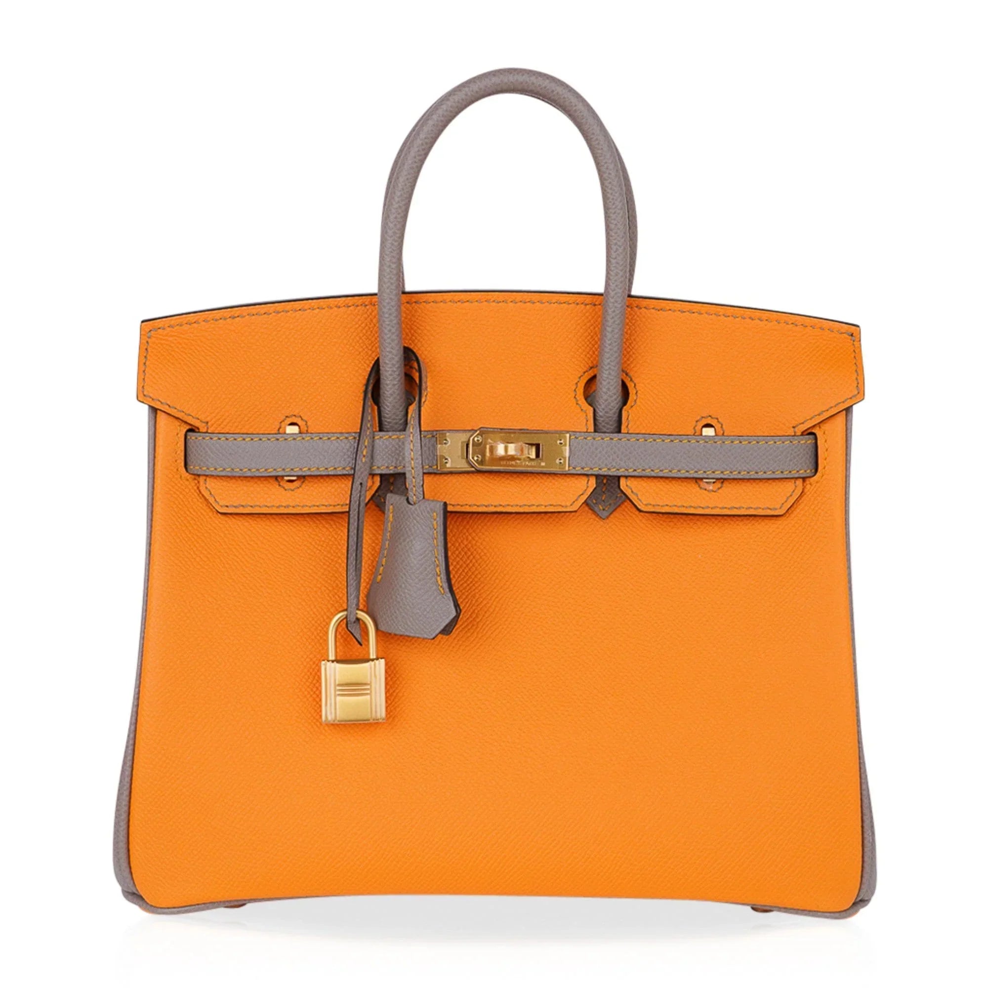Birkin HSS 25 Bag Jaune Ambre / Gris Asphalte Gold Hardware