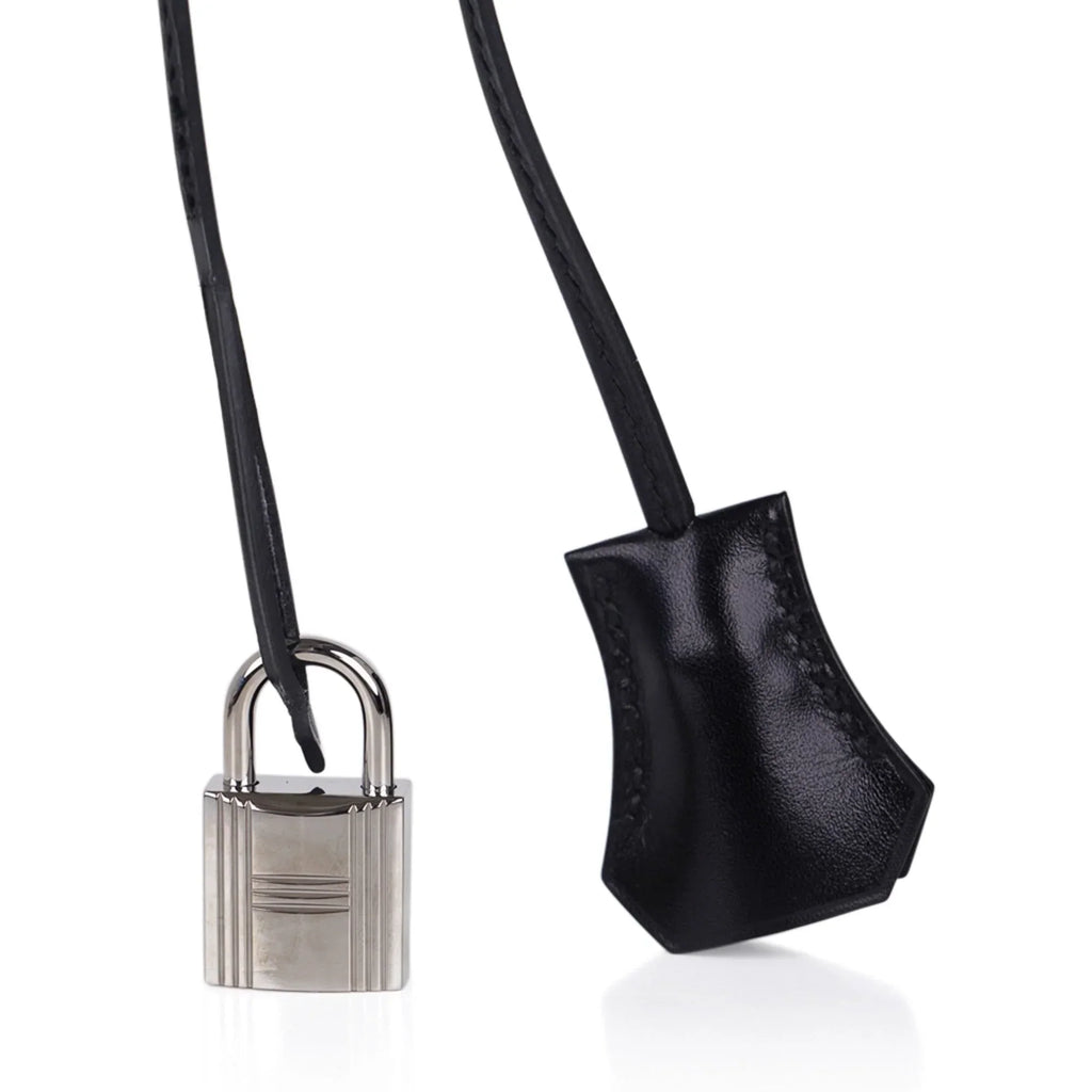 Birkin 35 Bag Black Box Palladium Guilloche Hardware