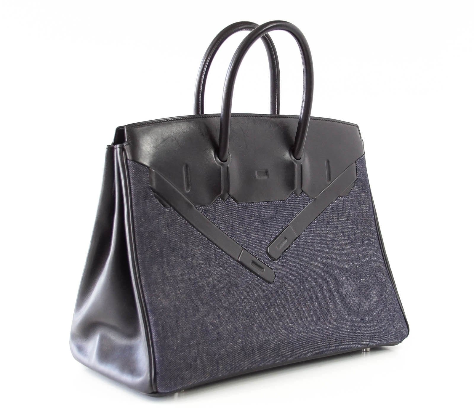 Birkin 35 Bag Rare Limited Edition Denim Shadow
