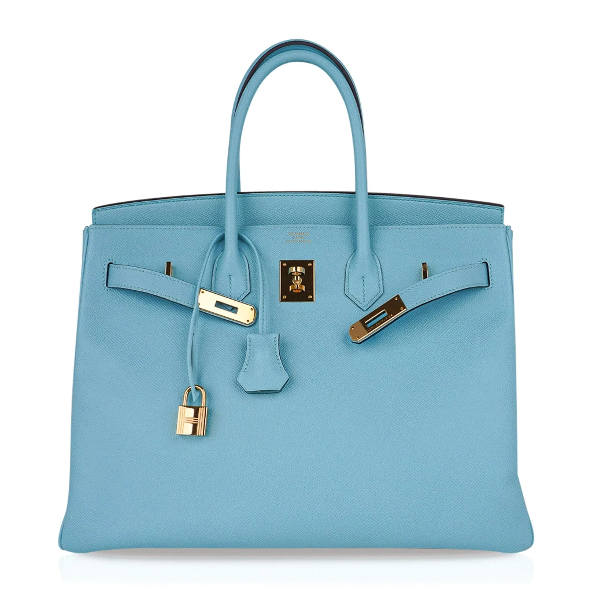 Birkin 35 Bag Blue Atoll Gold Hardware Epsom Leather